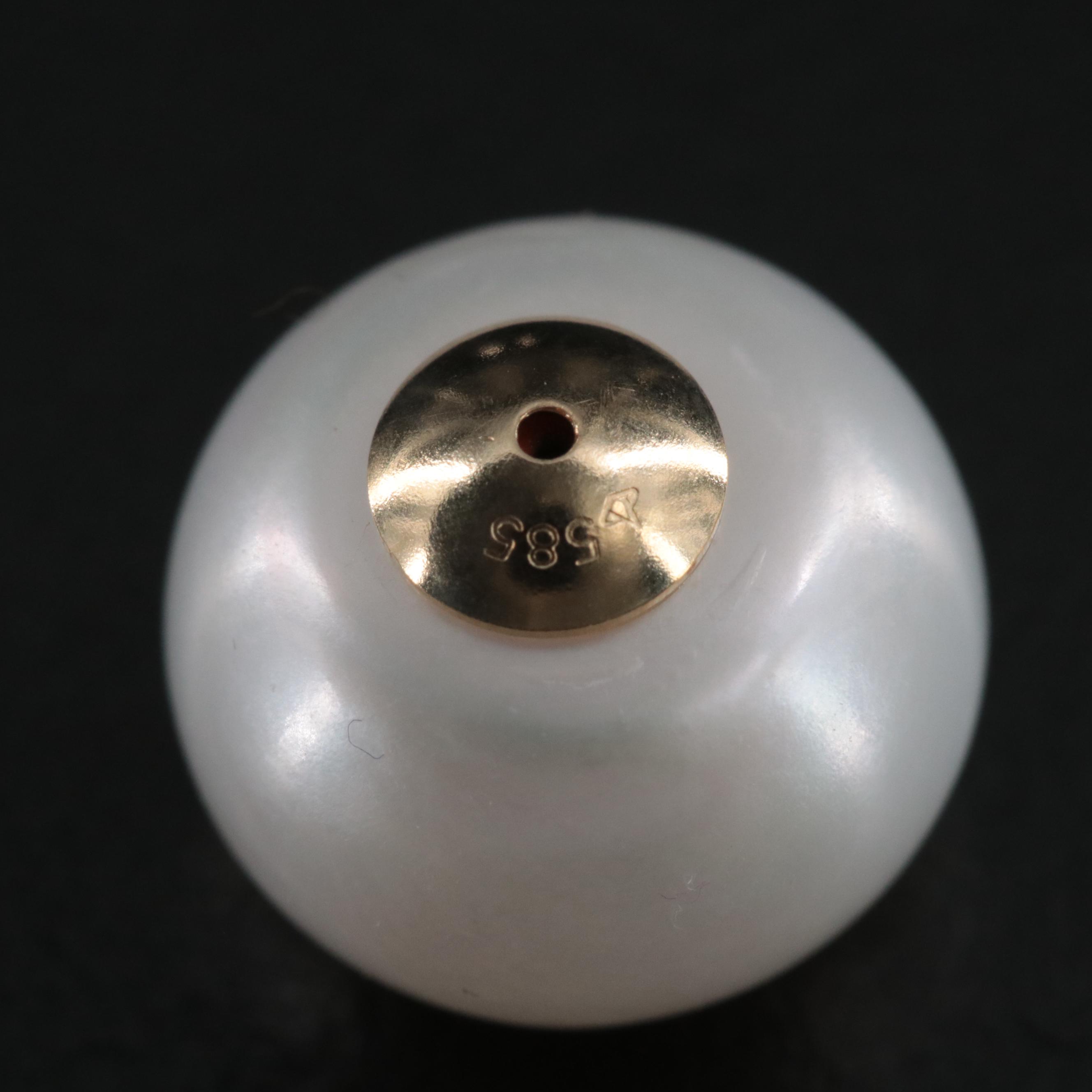 14K Button Pearl Front-Back Stud Earrings