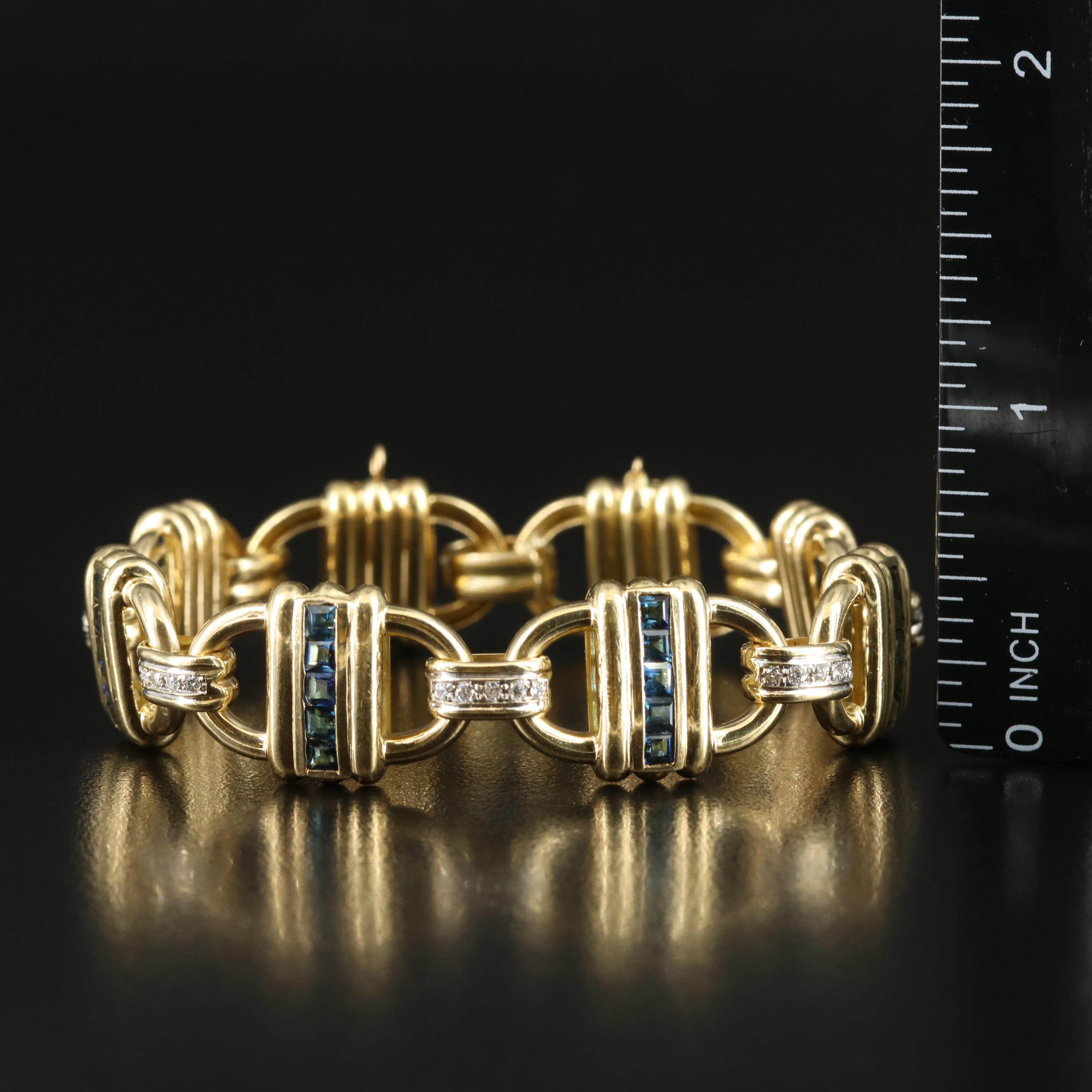 Tiffany & Co 18K Sapphire and 0.40 CTW Diamond Link Bracelet