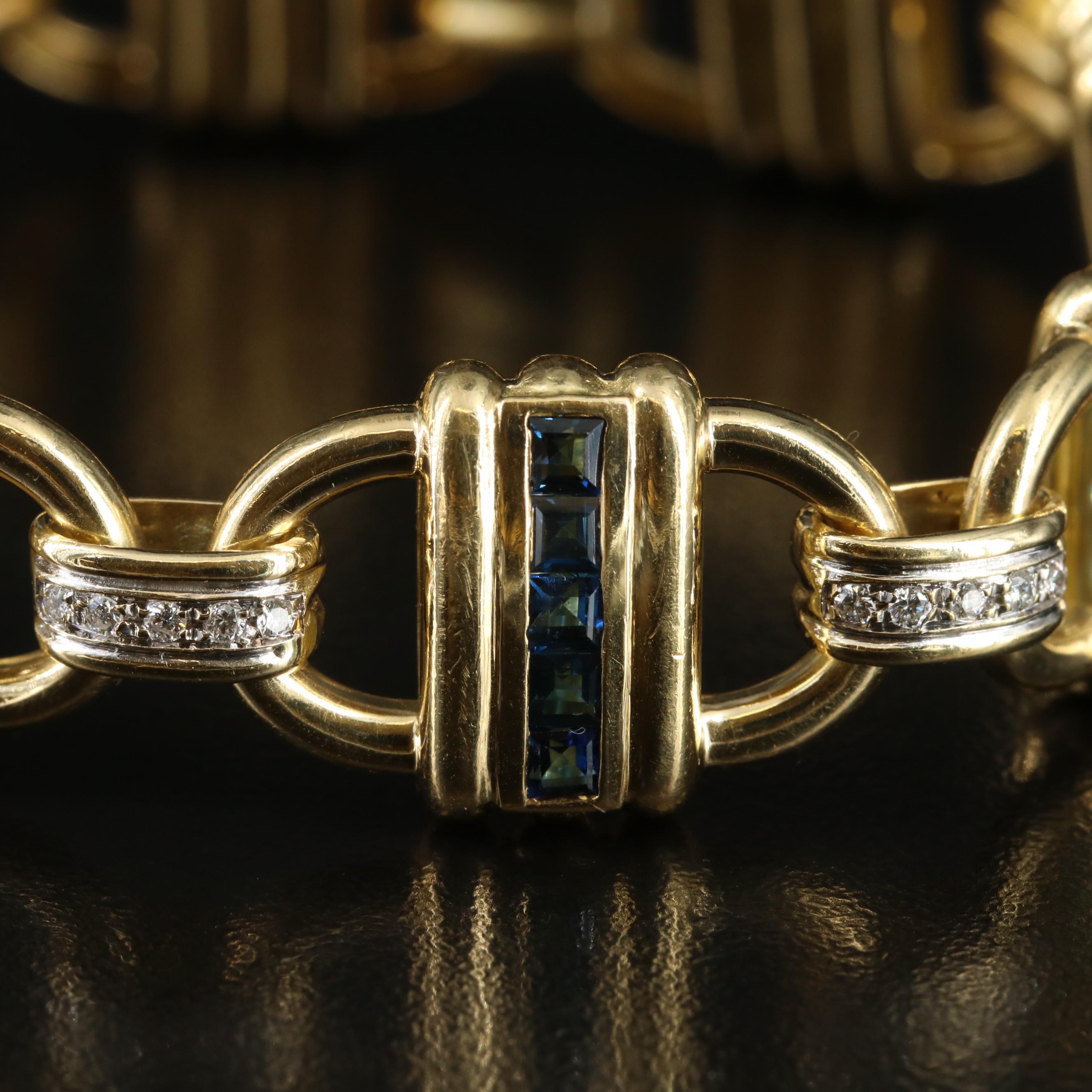 Tiffany & Co 18K Sapphire and 0.40 CTW Diamond Link Bracelet