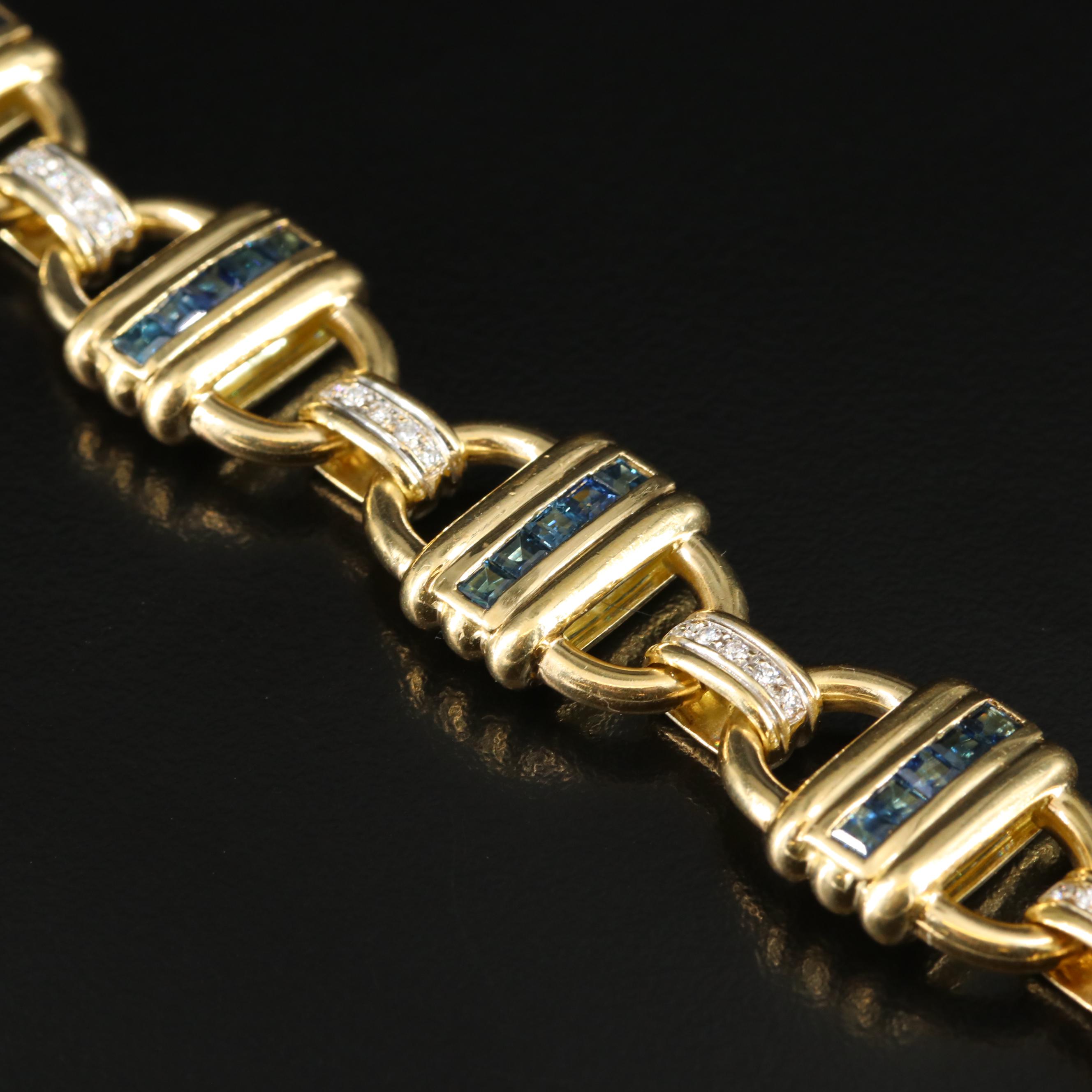 Tiffany & Co 18K Sapphire and 0.40 CTW Diamond Link Bracelet