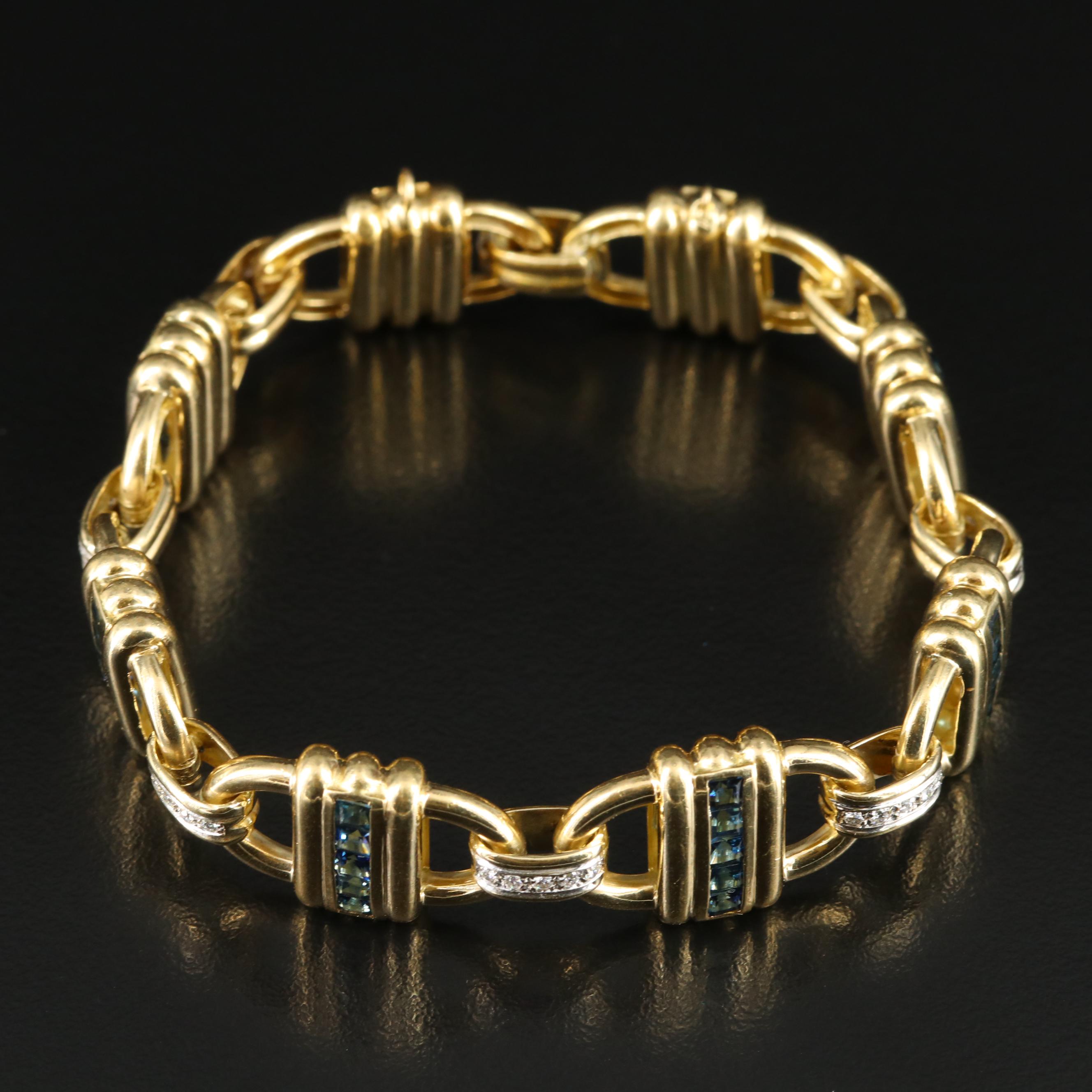 Tiffany & Co 18K Sapphire and 0.40 CTW Diamond Link Bracelet