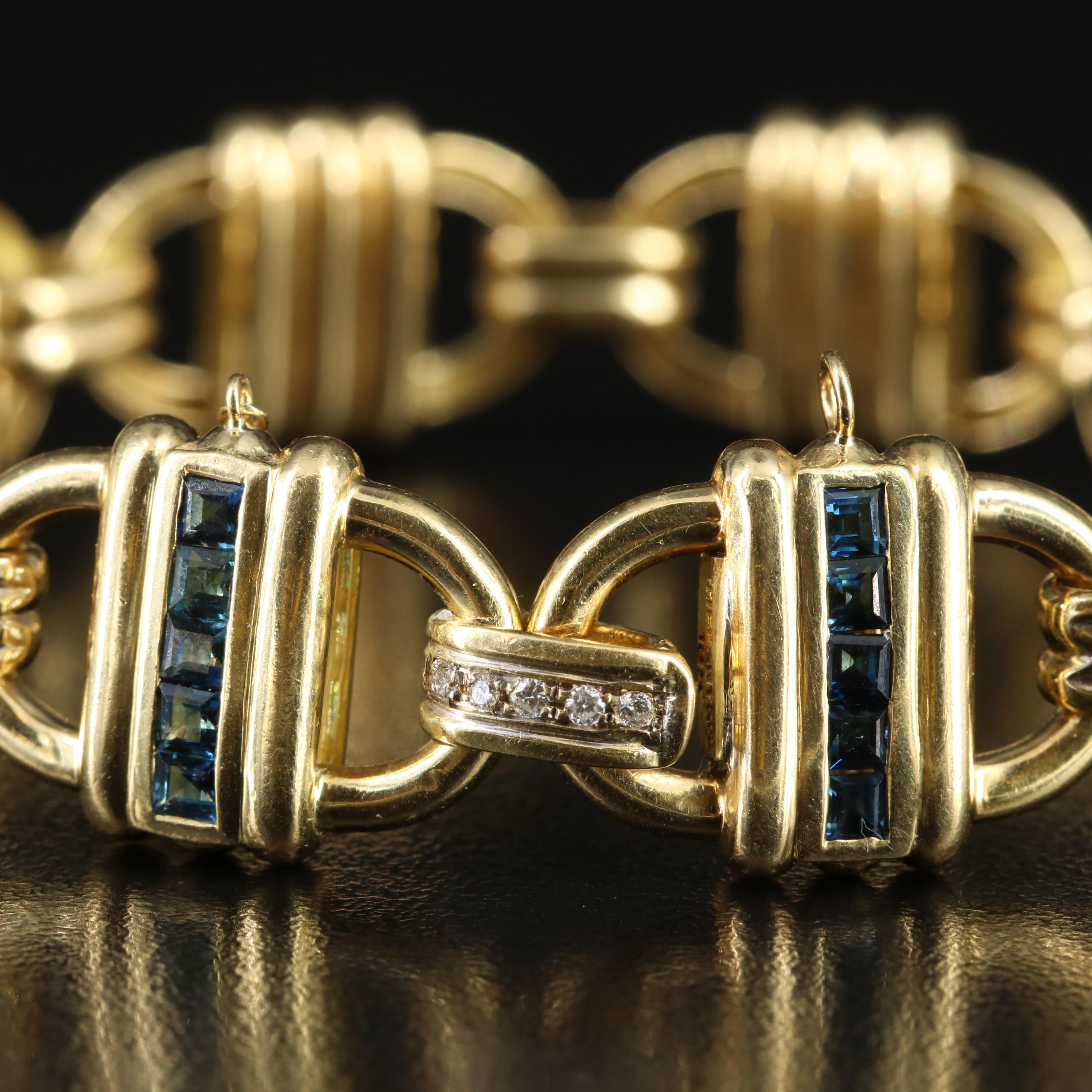 Tiffany & Co 18K Sapphire and 0.40 CTW Diamond Link Bracelet