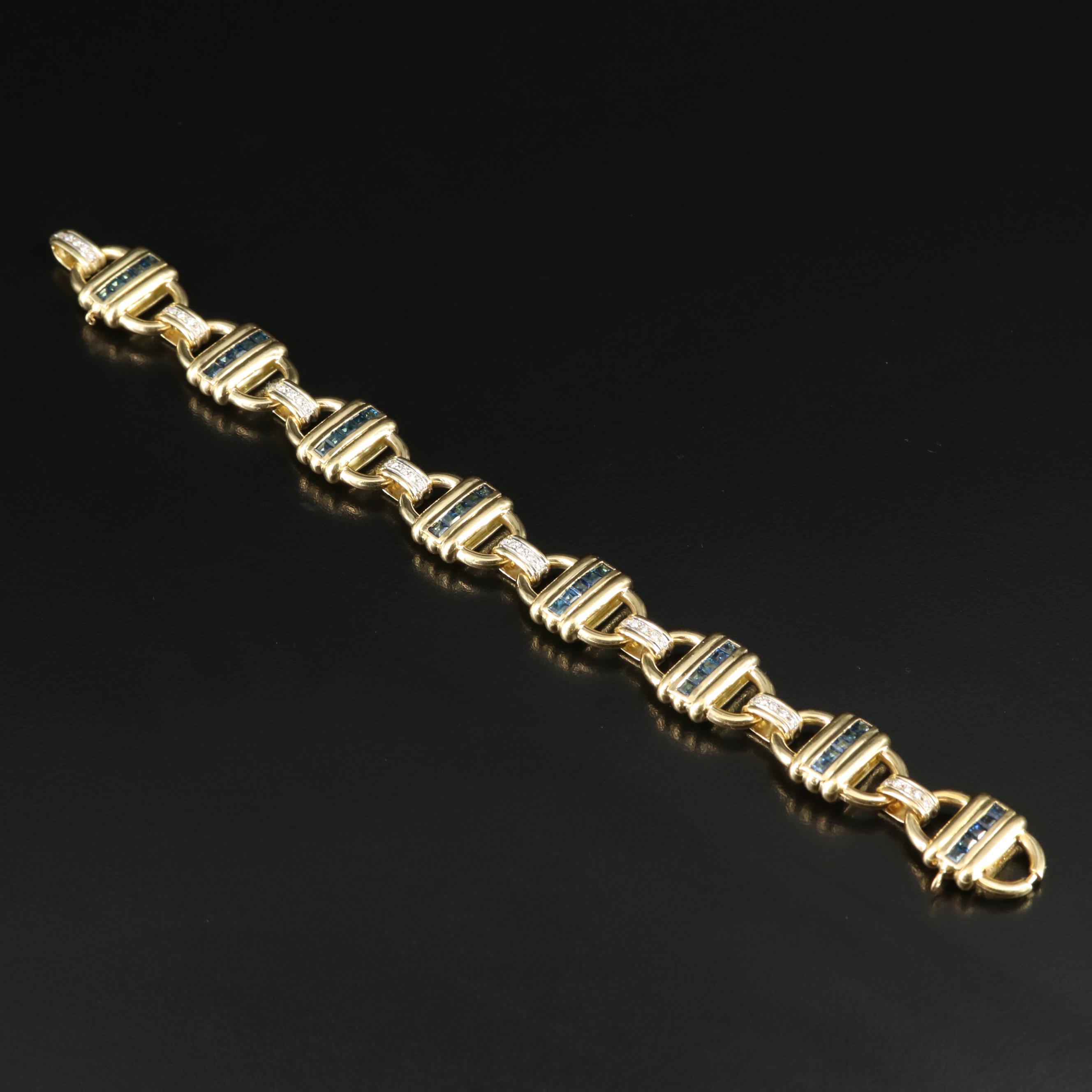 Tiffany & Co 18K Sapphire and 0.40 CTW Diamond Link Bracelet