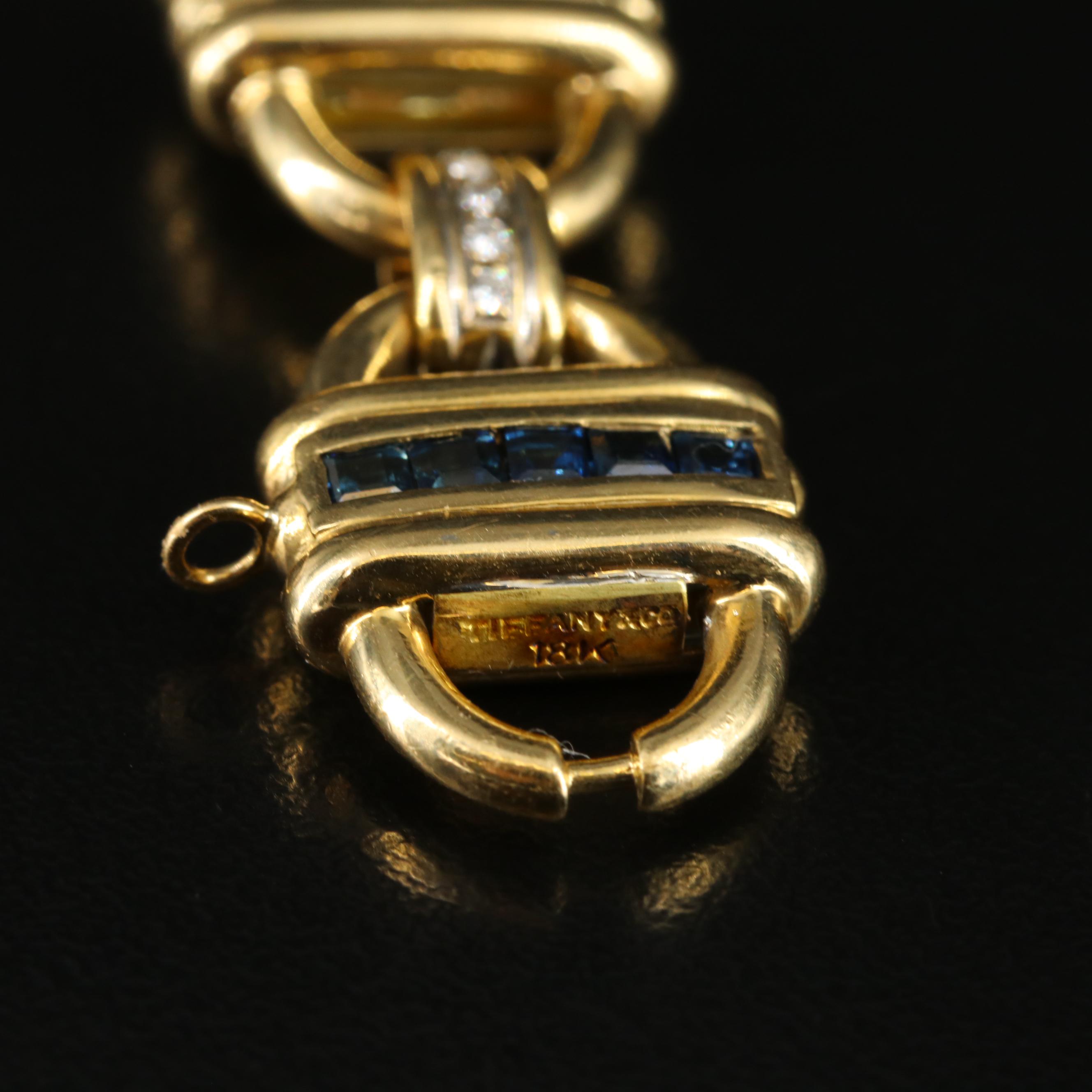 Tiffany & Co 18K Sapphire and 0.40 CTW Diamond Link Bracelet