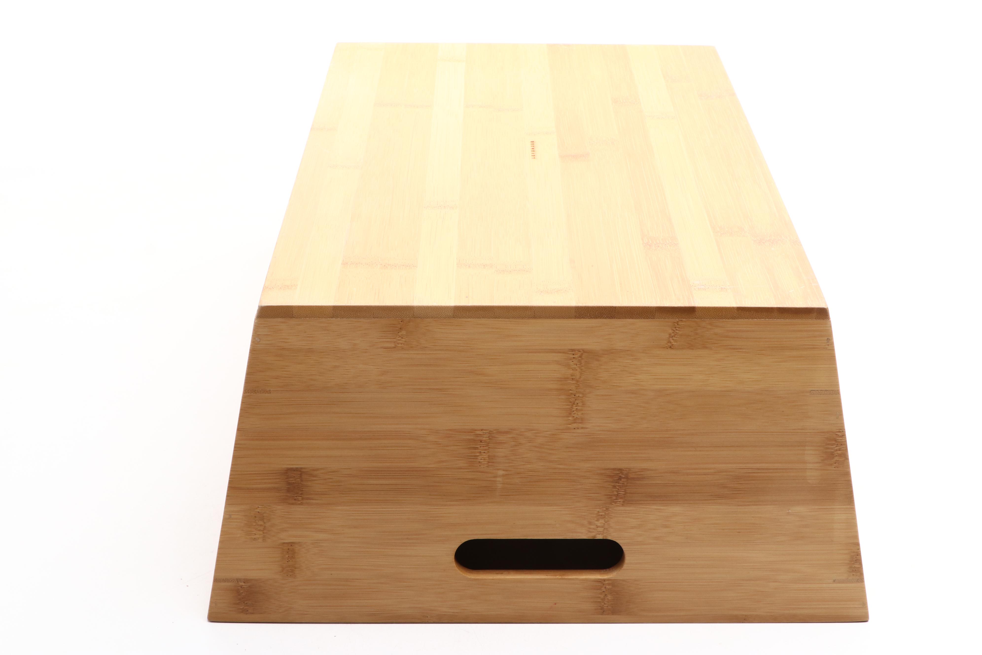 Levenger Finished Wood Storage Box with Woven Motif Wood Decorative Box