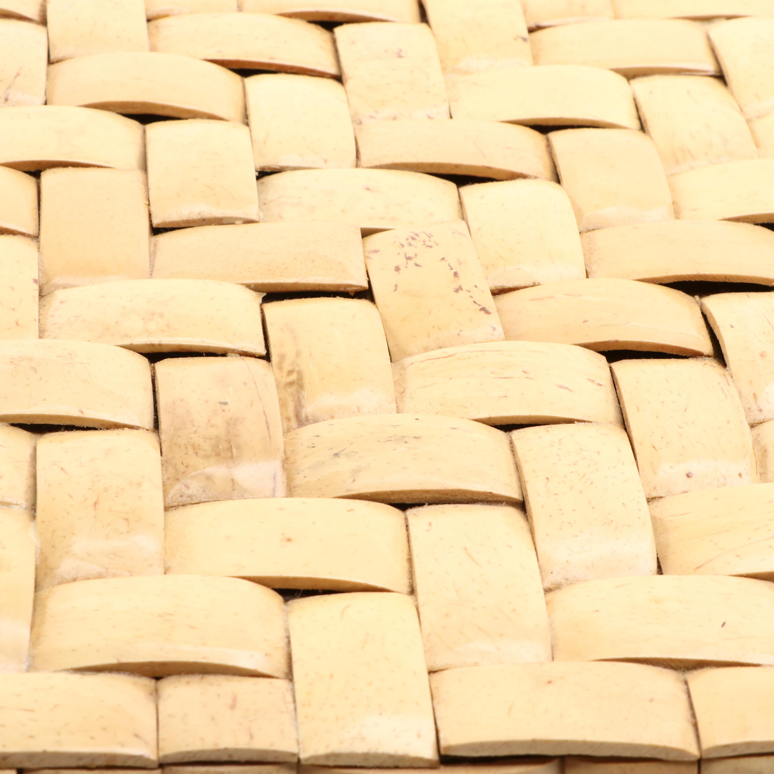 Levenger Finished Wood Storage Box with Woven Motif Wood Decorative Box