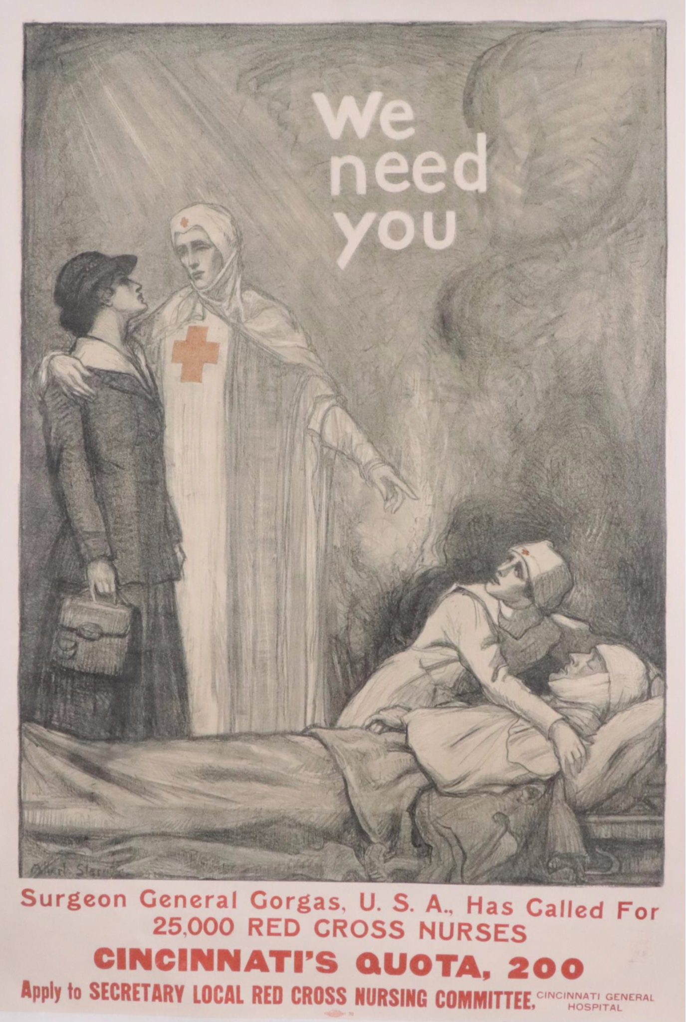 WWI Advertisement Lithograph Poster Designed by Albert Sterner "We Need You"