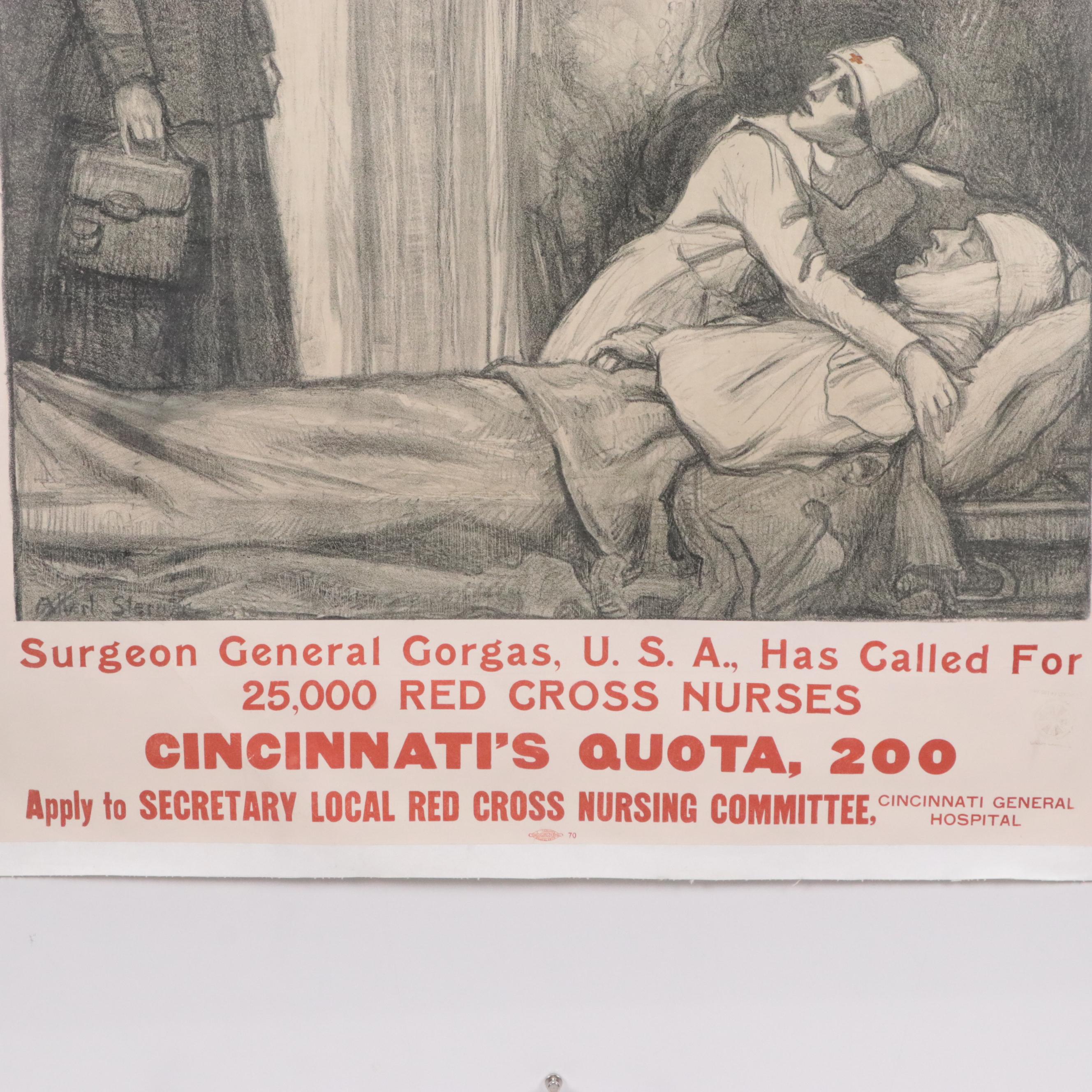 WWI Advertisement Lithograph Poster Designed by Albert Sterner "We Need You"