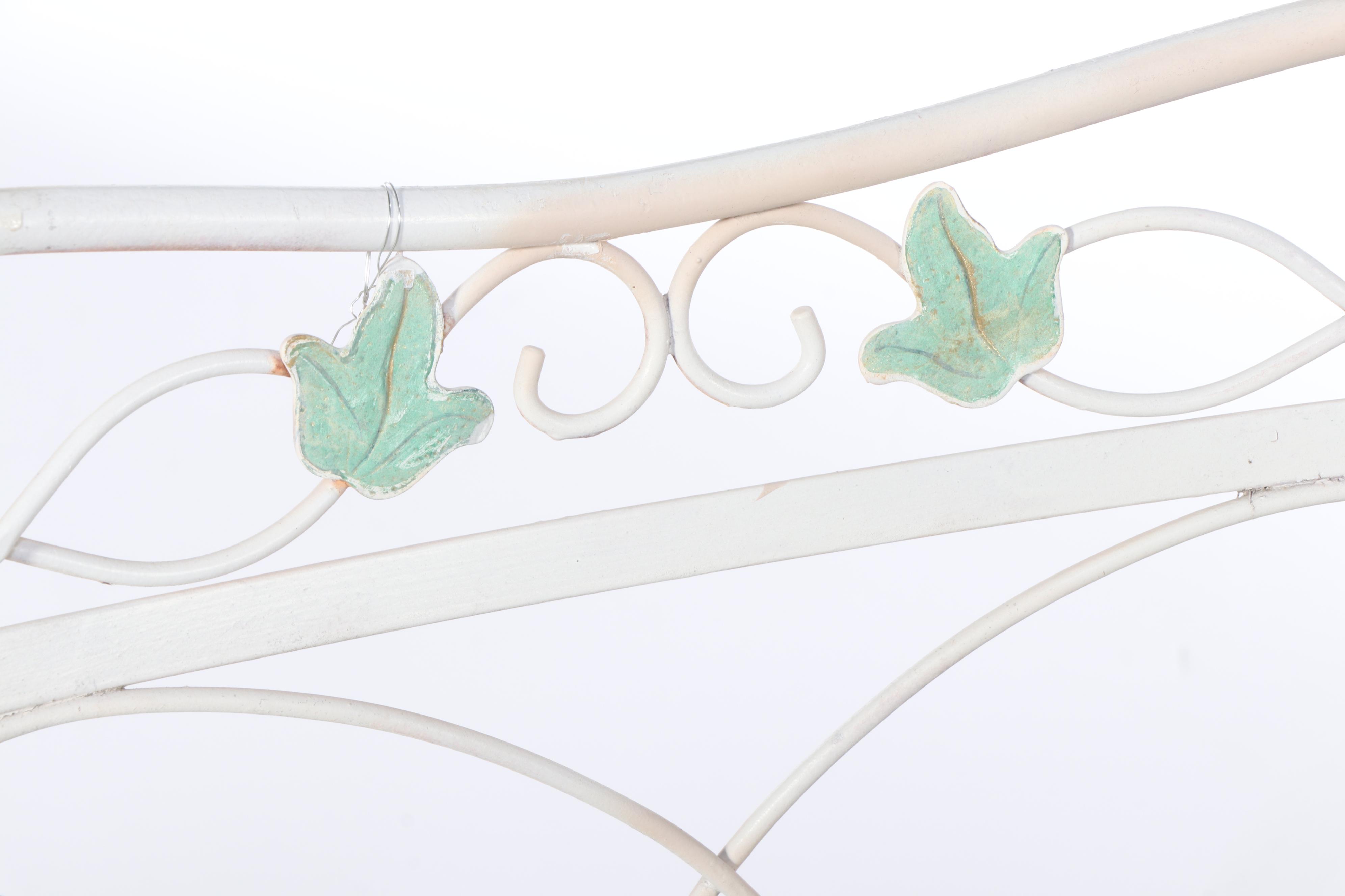 Three-Piece Paint-Decorated Wrought Iron Patio Bistro Set, Mid to Late 20th C.