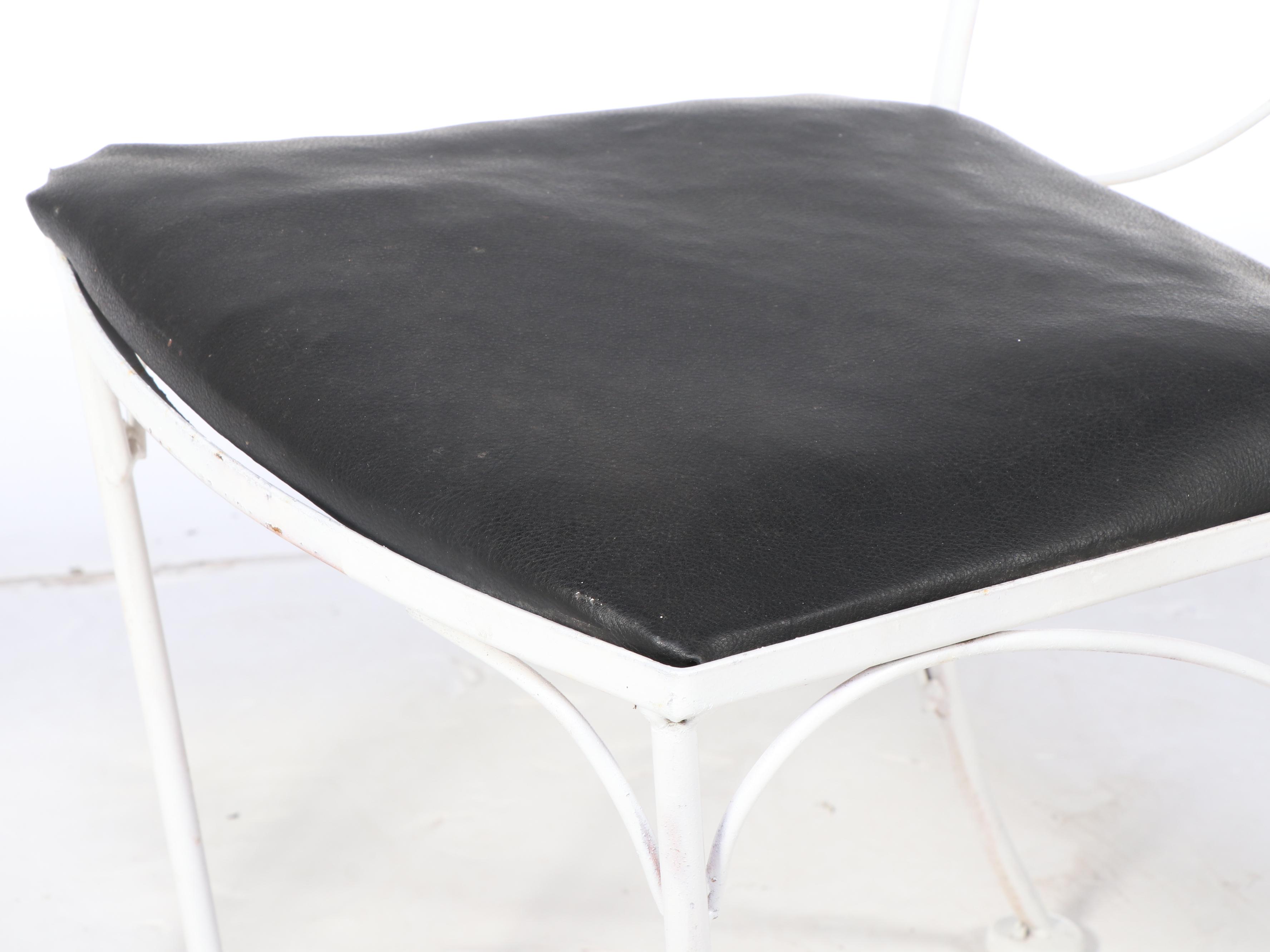 Three-Piece Paint-Decorated Wrought Iron Patio Bistro Set, Mid to Late 20th C.