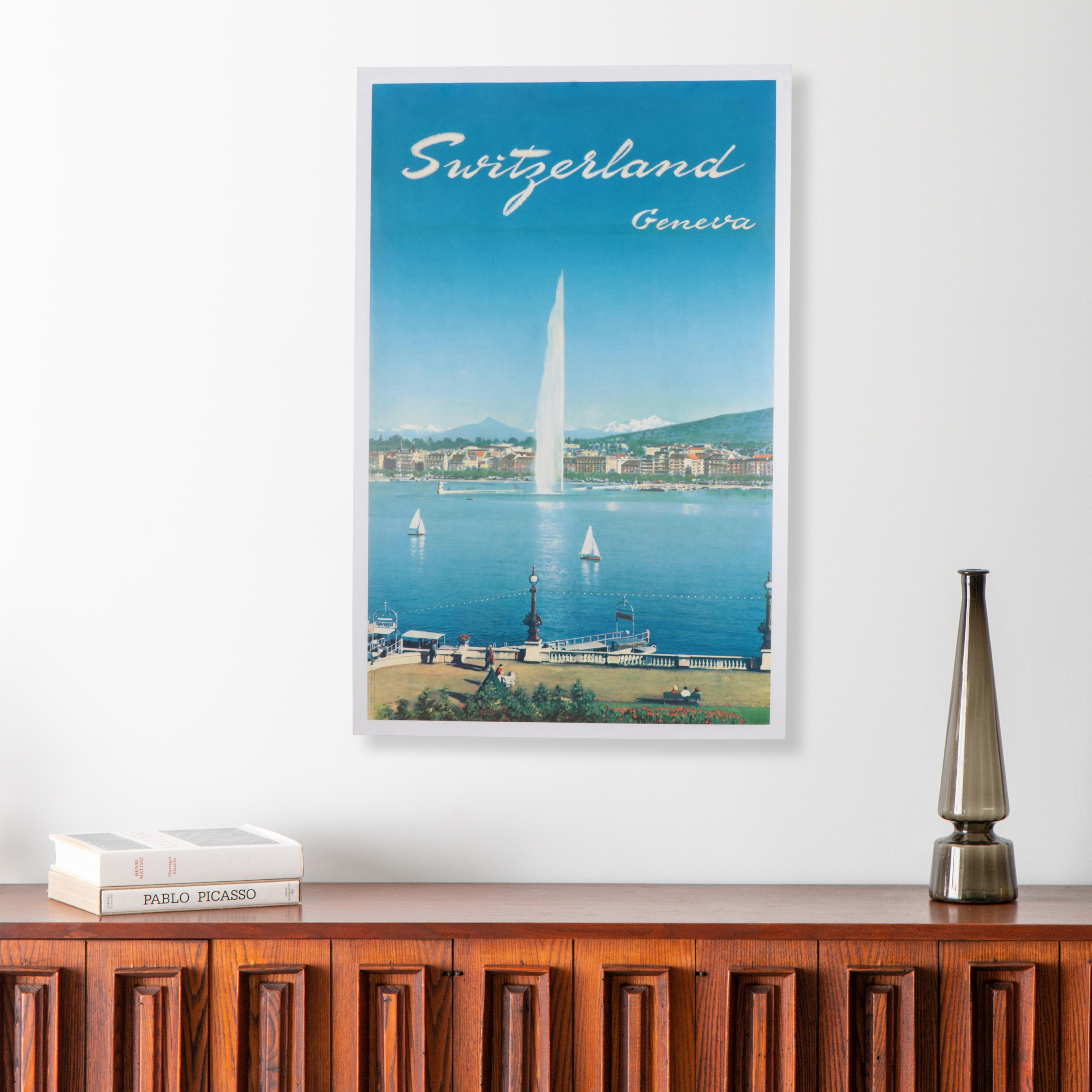 Swiss Tourism Offset Lithograph Poster "Geneva"