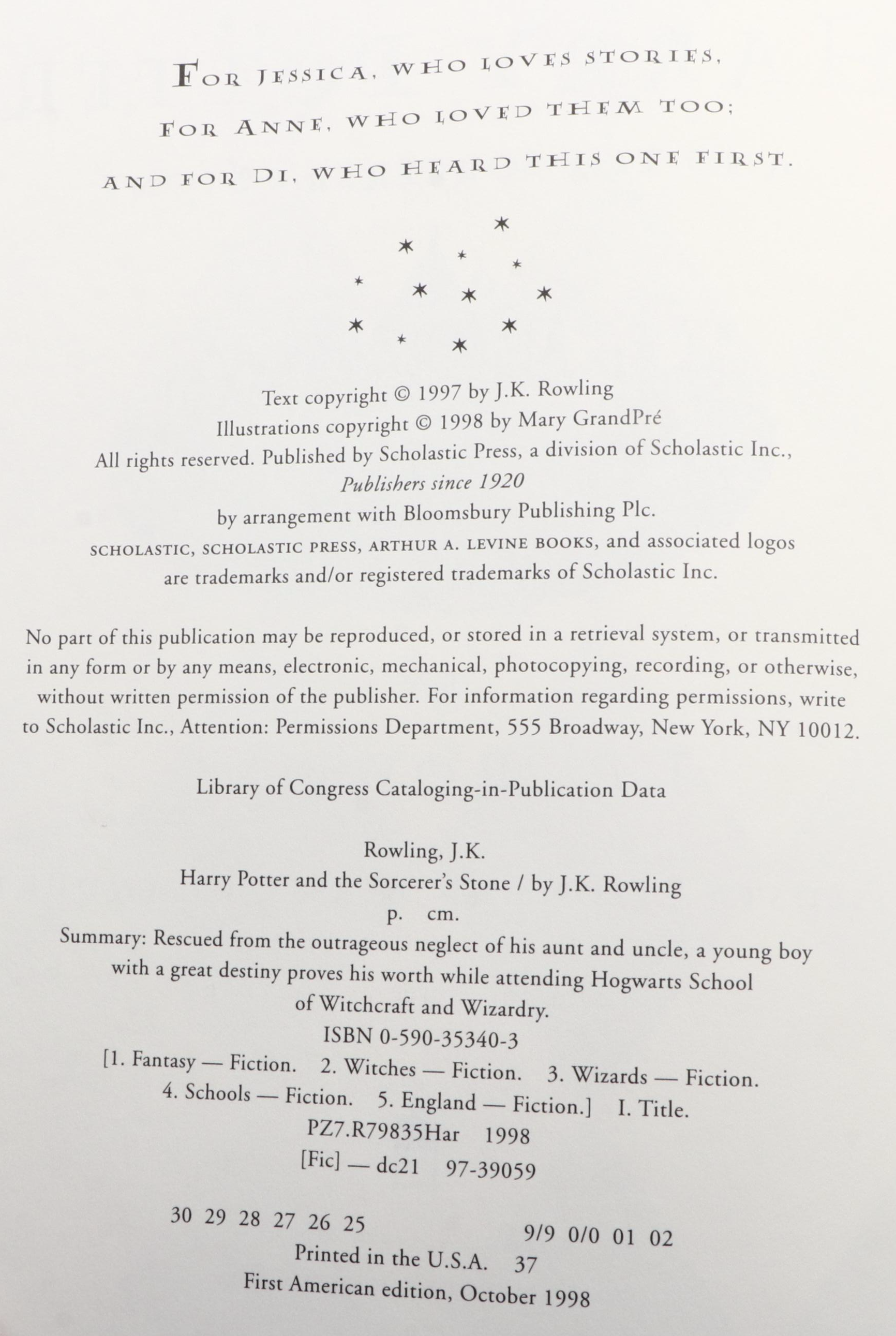 First American Edition "Harry Potter" Complete Series by J. K. Rowling