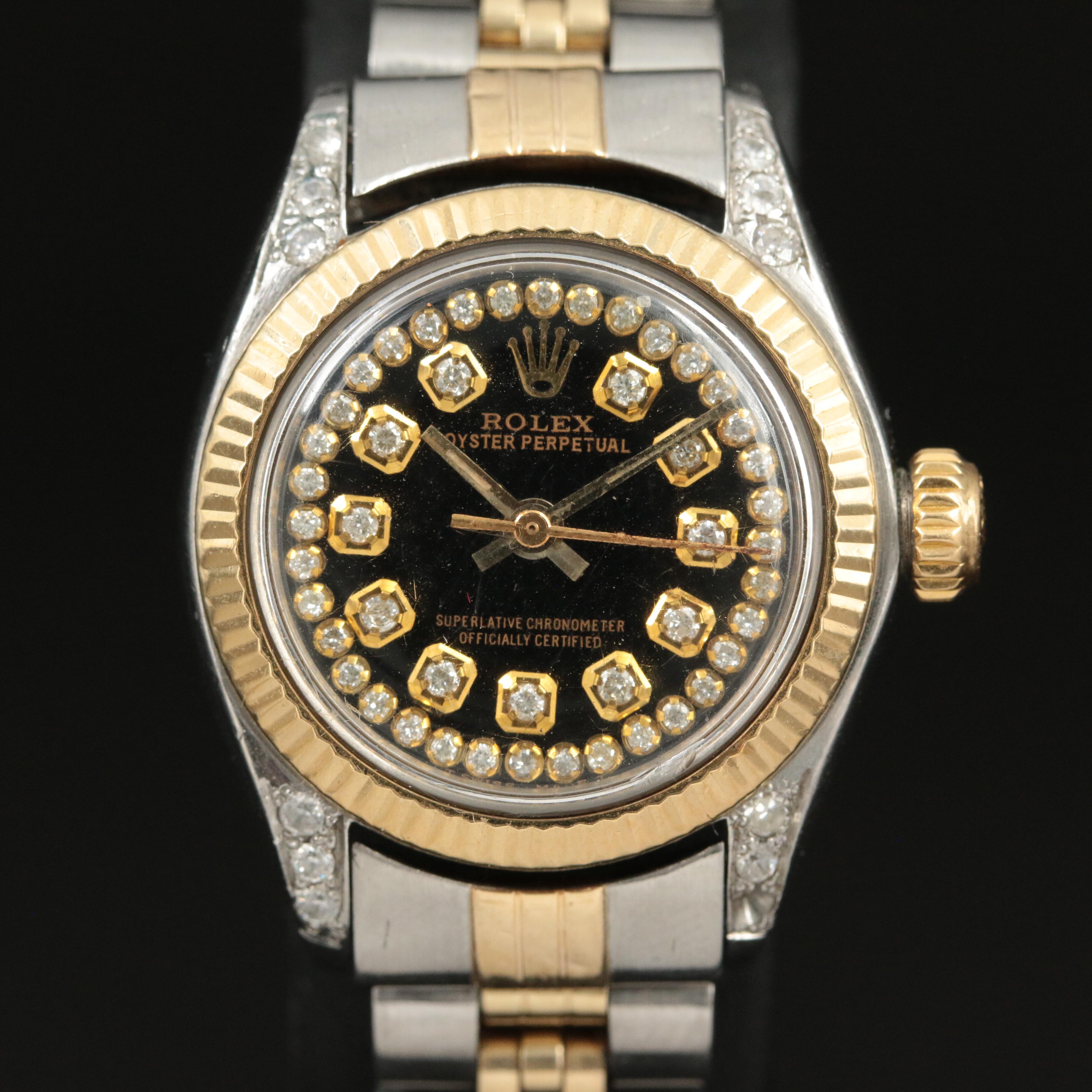 1977 Rolex Custom Diamond Dial, Custom CZ and Diamond Case Watch