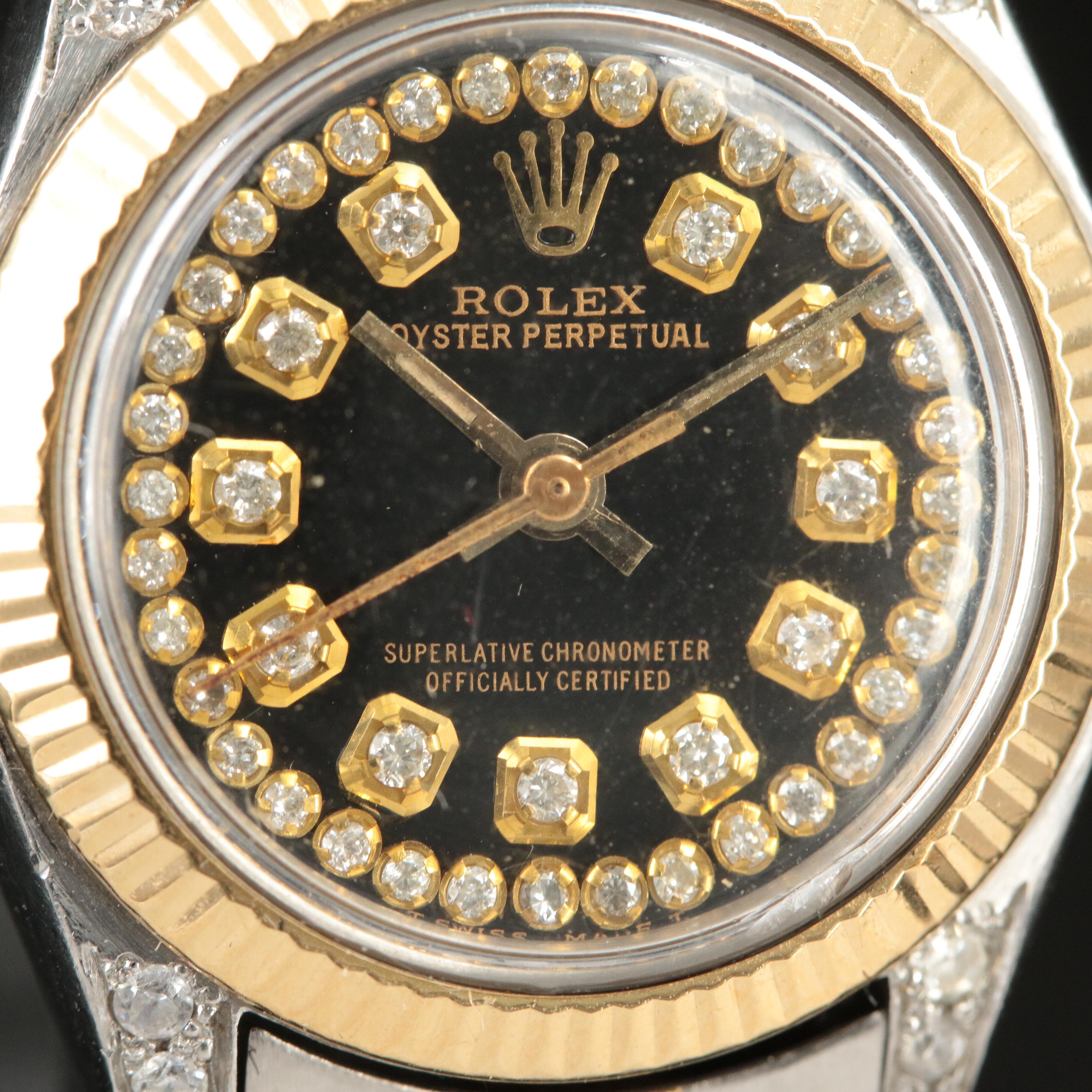 1977 Rolex Custom Diamond Dial, Custom CZ and Diamond Case Watch