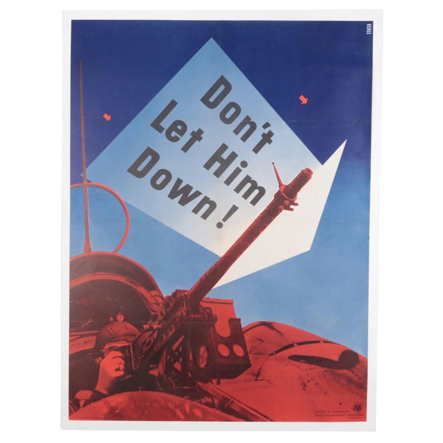 WWII Advertisement Poster Designed by Lester Beall "Don't Let Him Down!," 1942