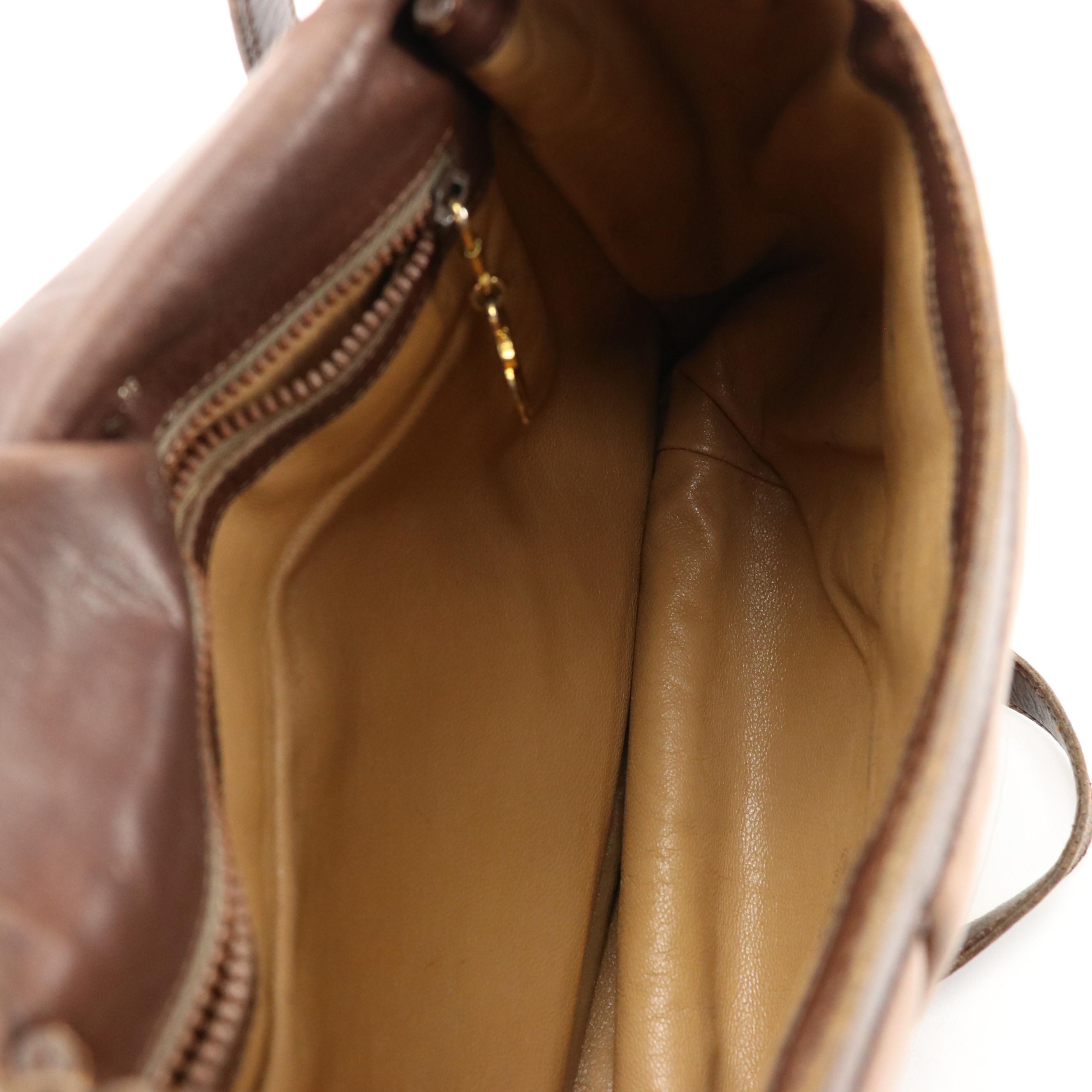 Gucci Rare Vintage Gathered Two-Tone Brown Leather Shoulder Bag