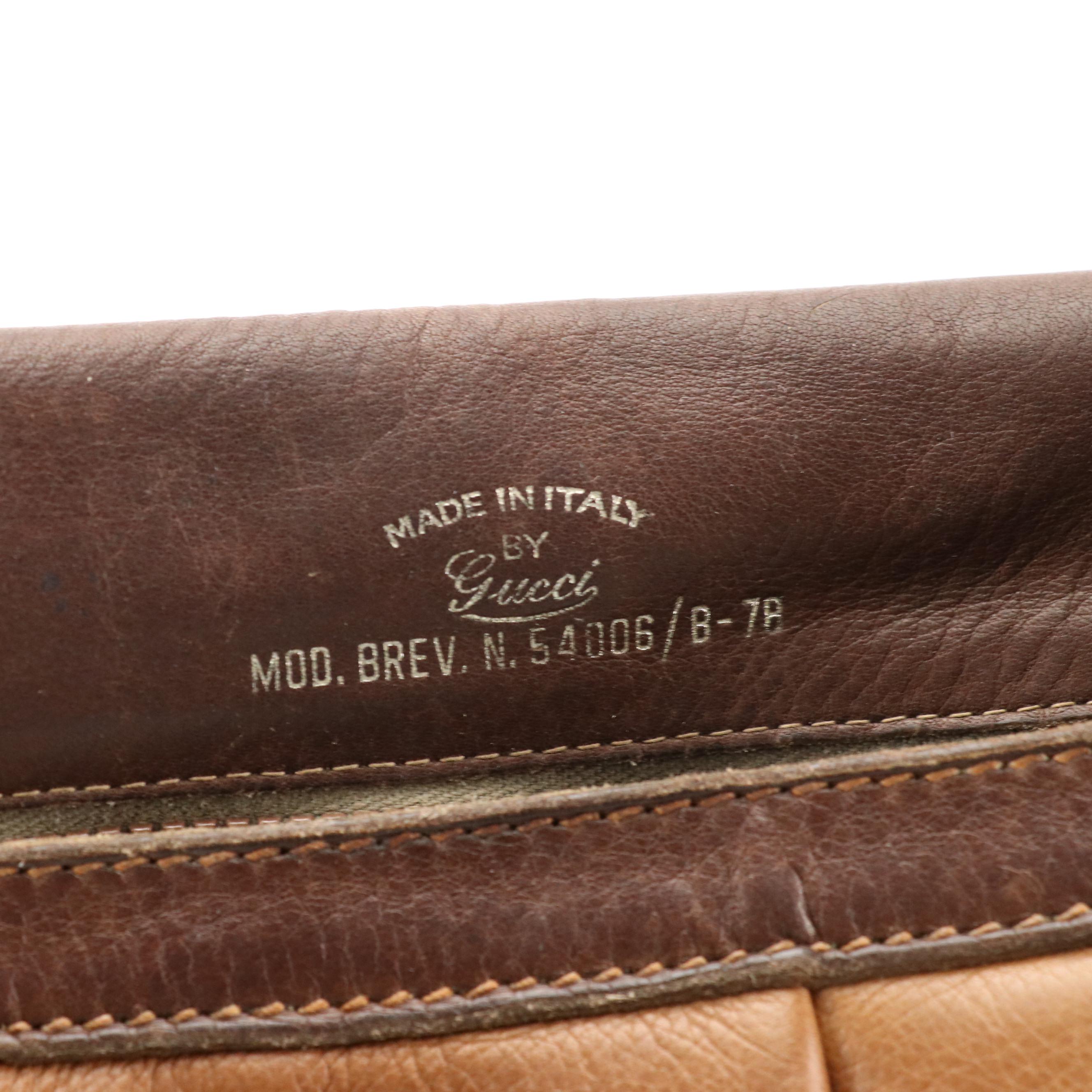 Gucci Rare Vintage Gathered Two-Tone Brown Leather Shoulder Bag