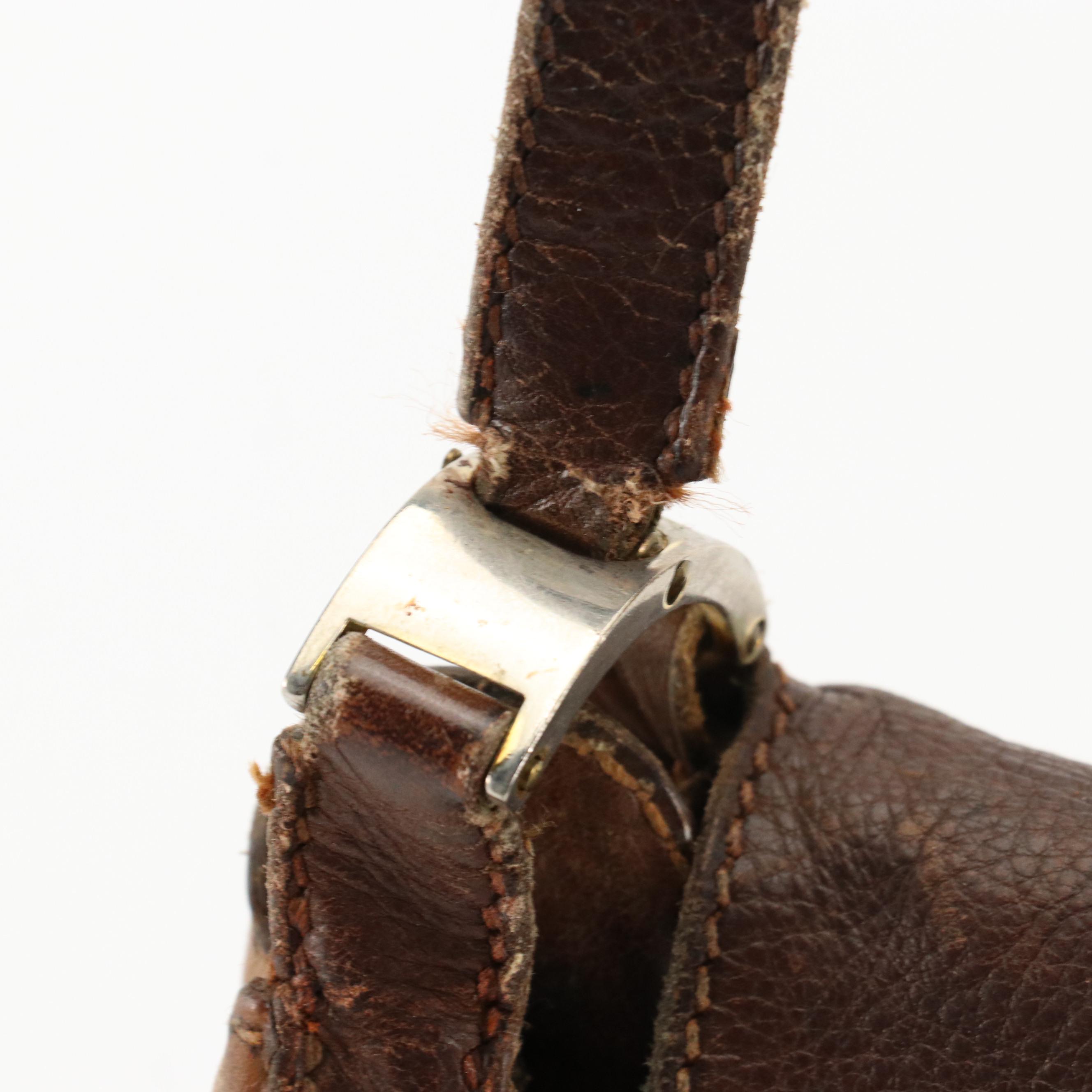 Gucci Rare Vintage Gathered Two-Tone Brown Leather Shoulder Bag