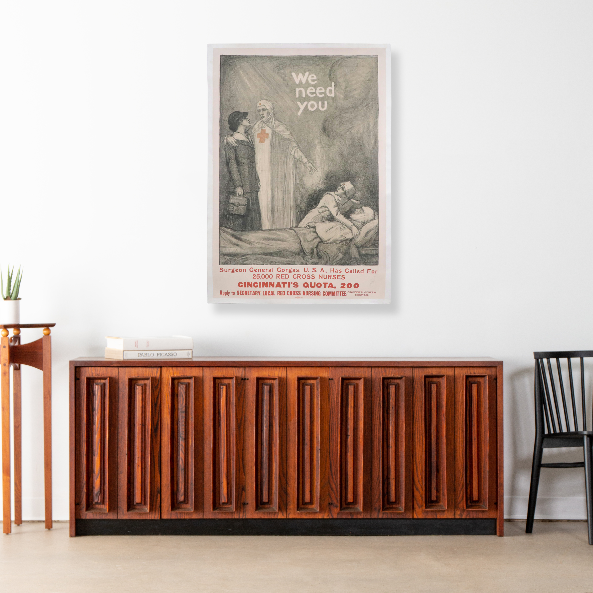 WWI Advertisement Lithograph Poster Designed by Albert Sterner "We Need You"