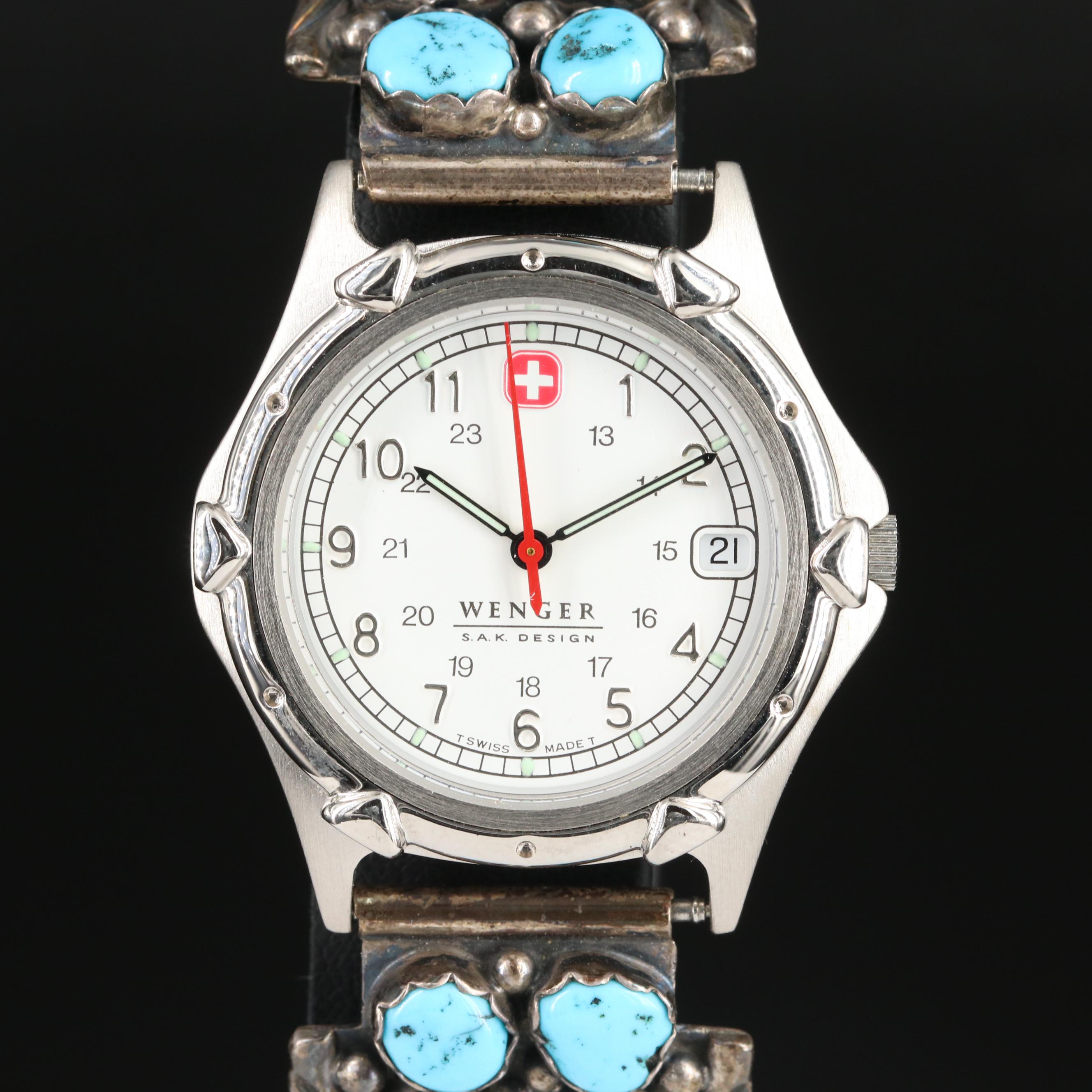 Wenger SAK Design Quartz Watch with Turquoise and Sterling