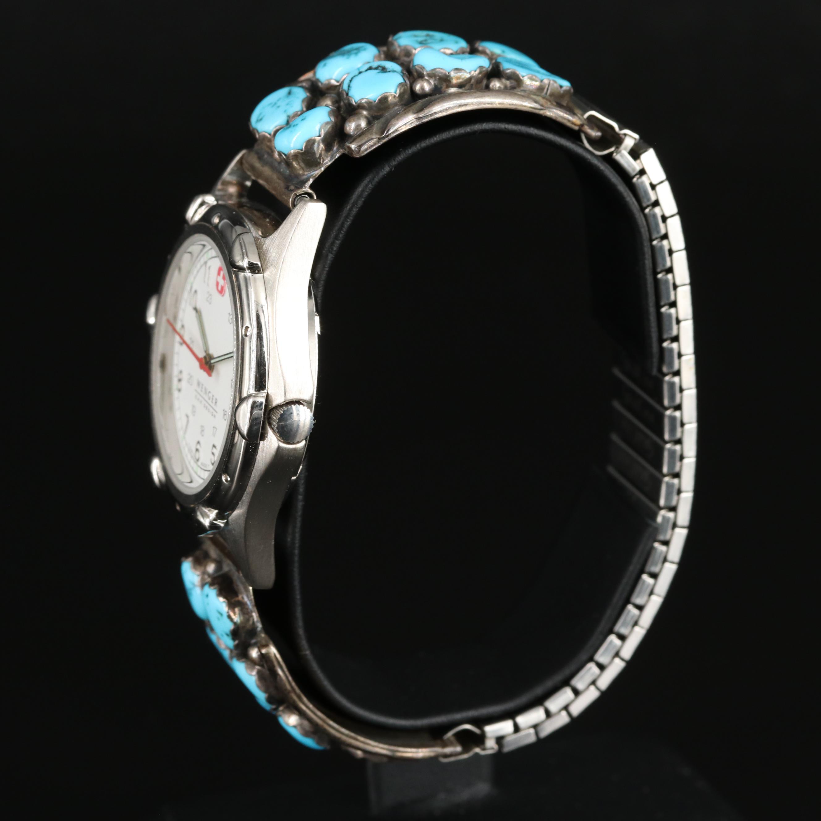 Wenger SAK Design Quartz Watch with Turquoise and Sterling