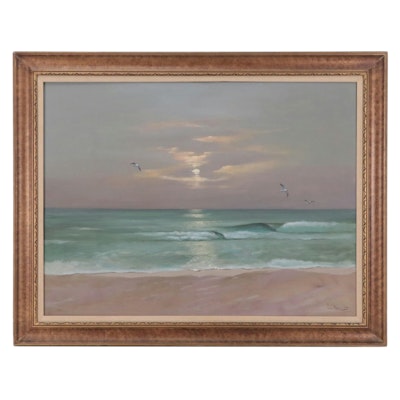 Luis Manuel Mesa Oil Painting "Seascape Serenity," 1974