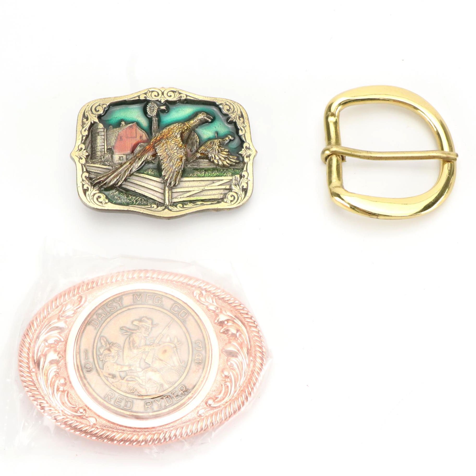 Daisy Red Ryder Copper Finish Belt Buckle and Other Belt Buckles with Wooden Box