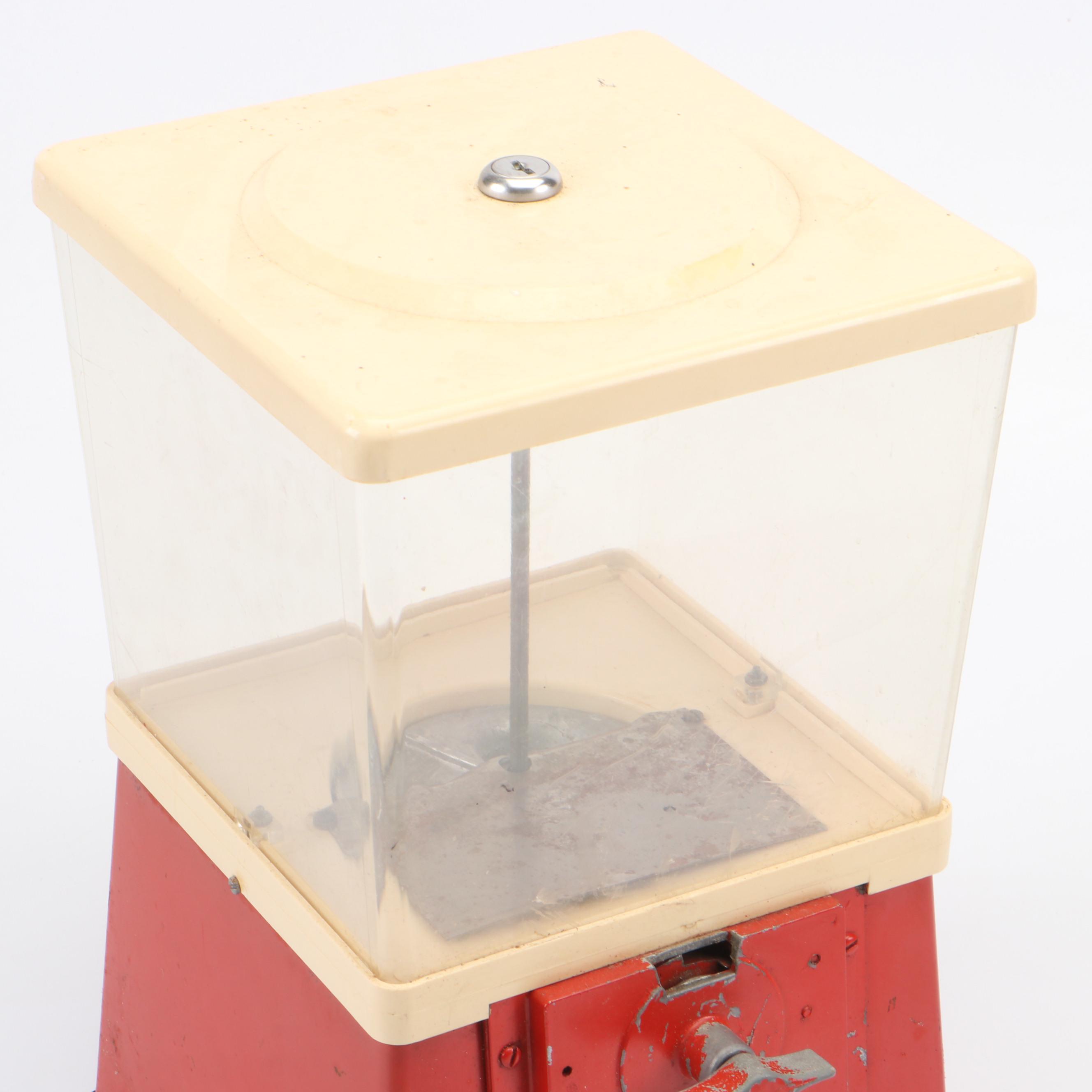 Coin Operated Painted Cast Iron Candy Gumball Dispenser