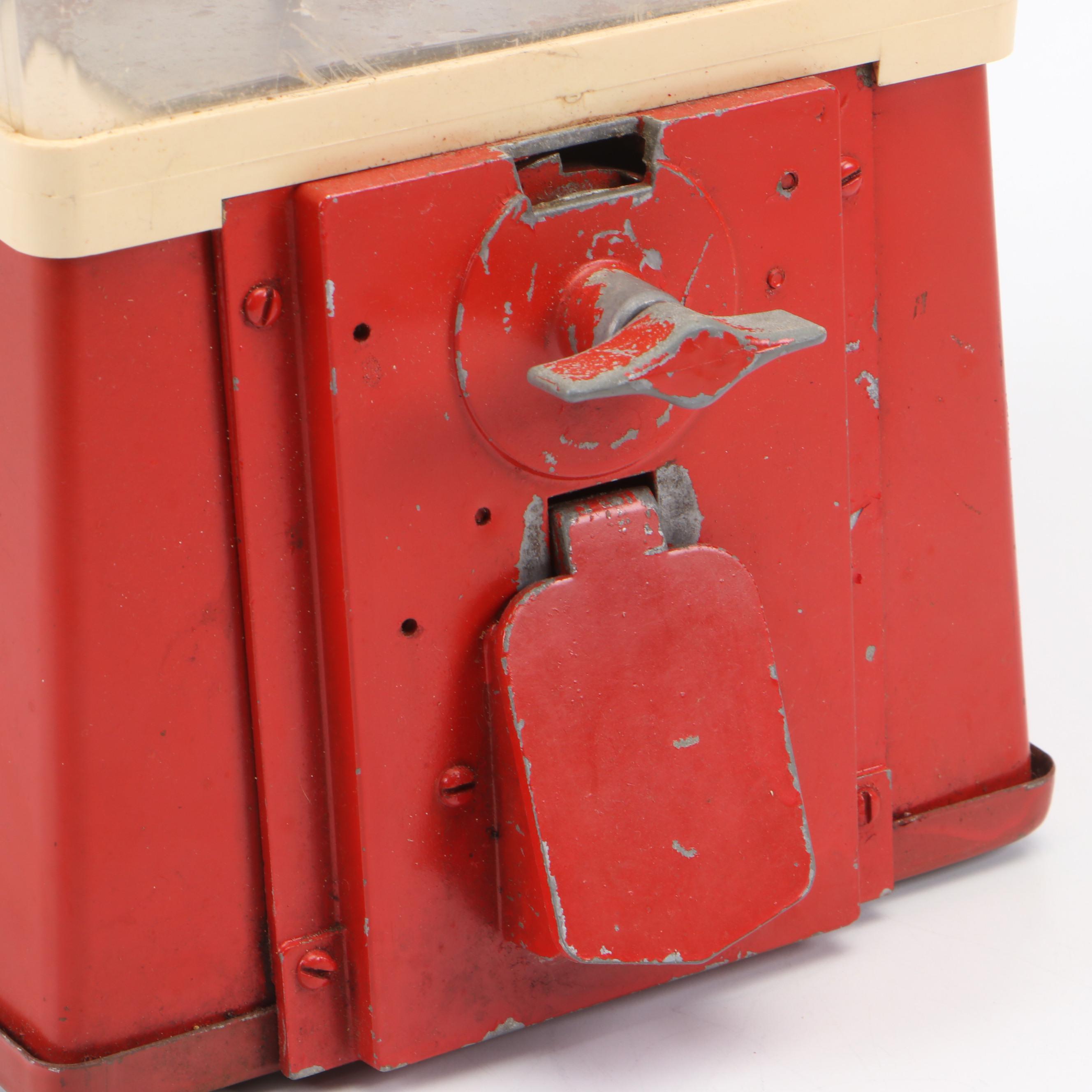 Coin Operated Painted Cast Iron Candy Gumball Dispenser