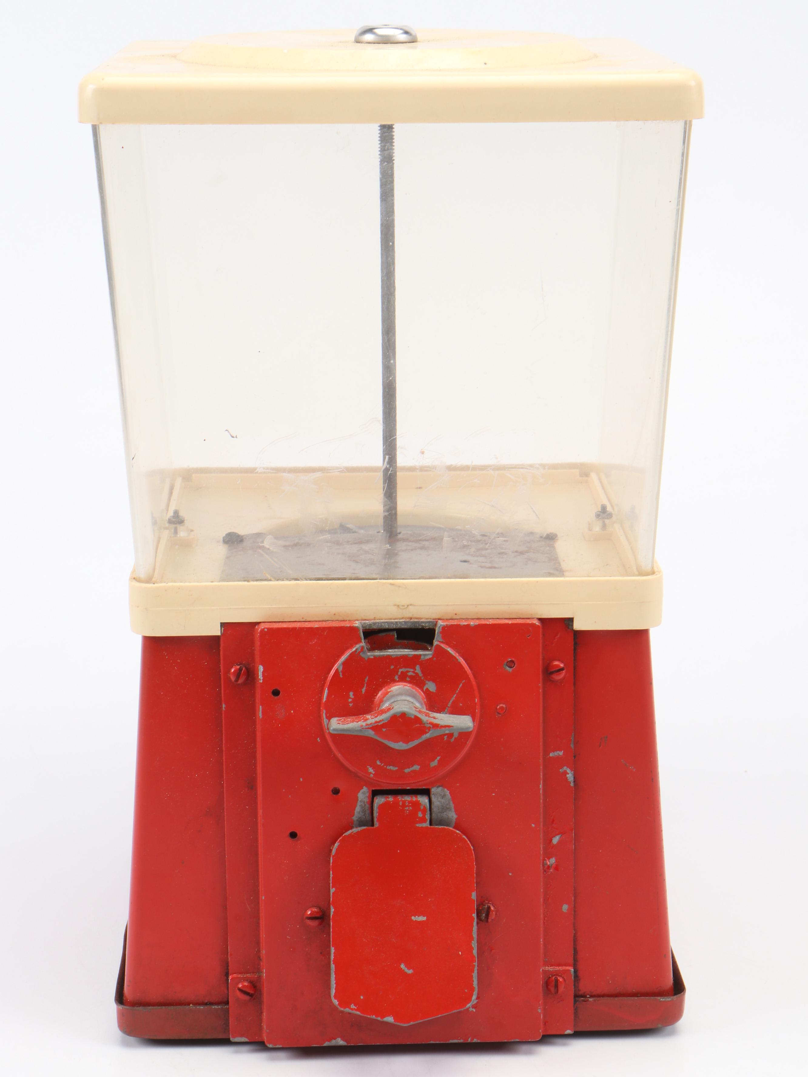 Coin Operated Painted Cast Iron Candy Gumball Dispenser