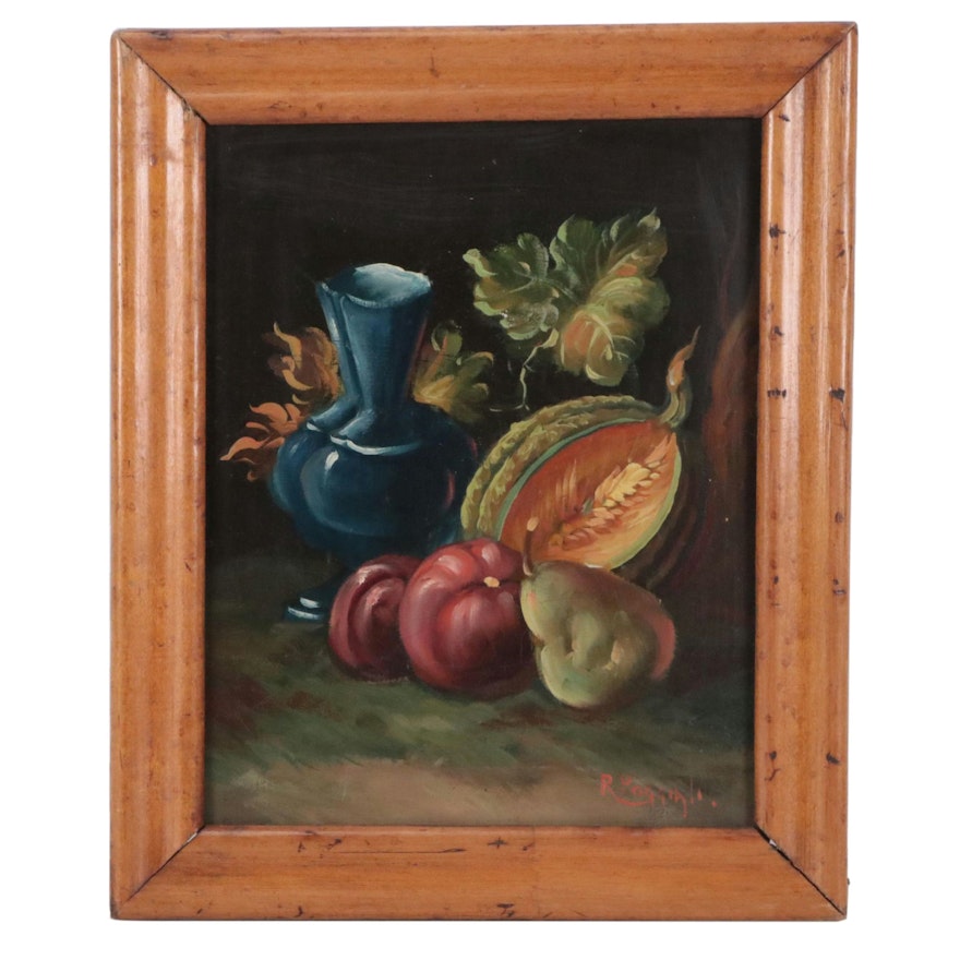 R. Poggiali Fruit Still Life Oil Painting
