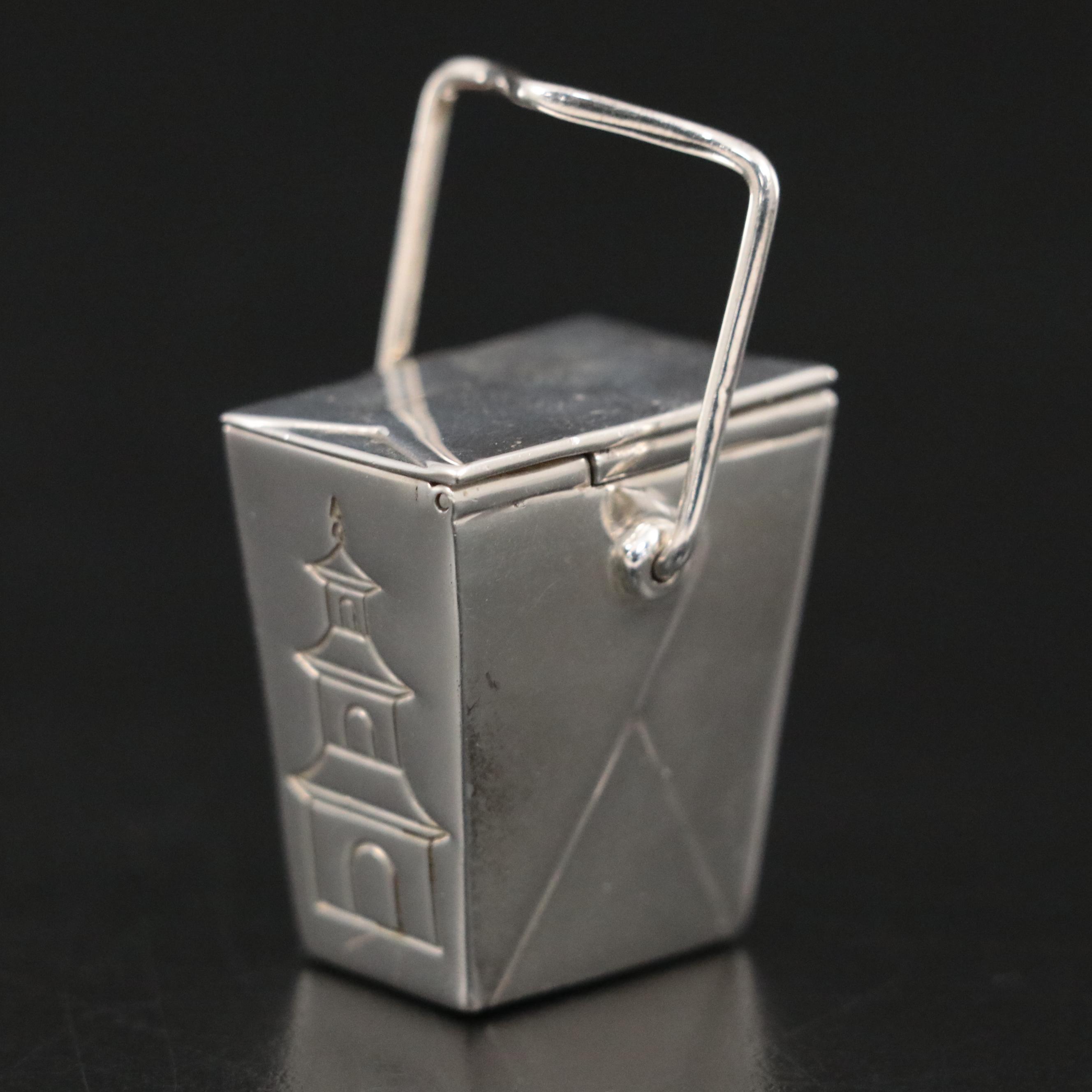 Tiffany & Co. Chinese Oyster-Pail-Shaped Sterling Silver Pillbox