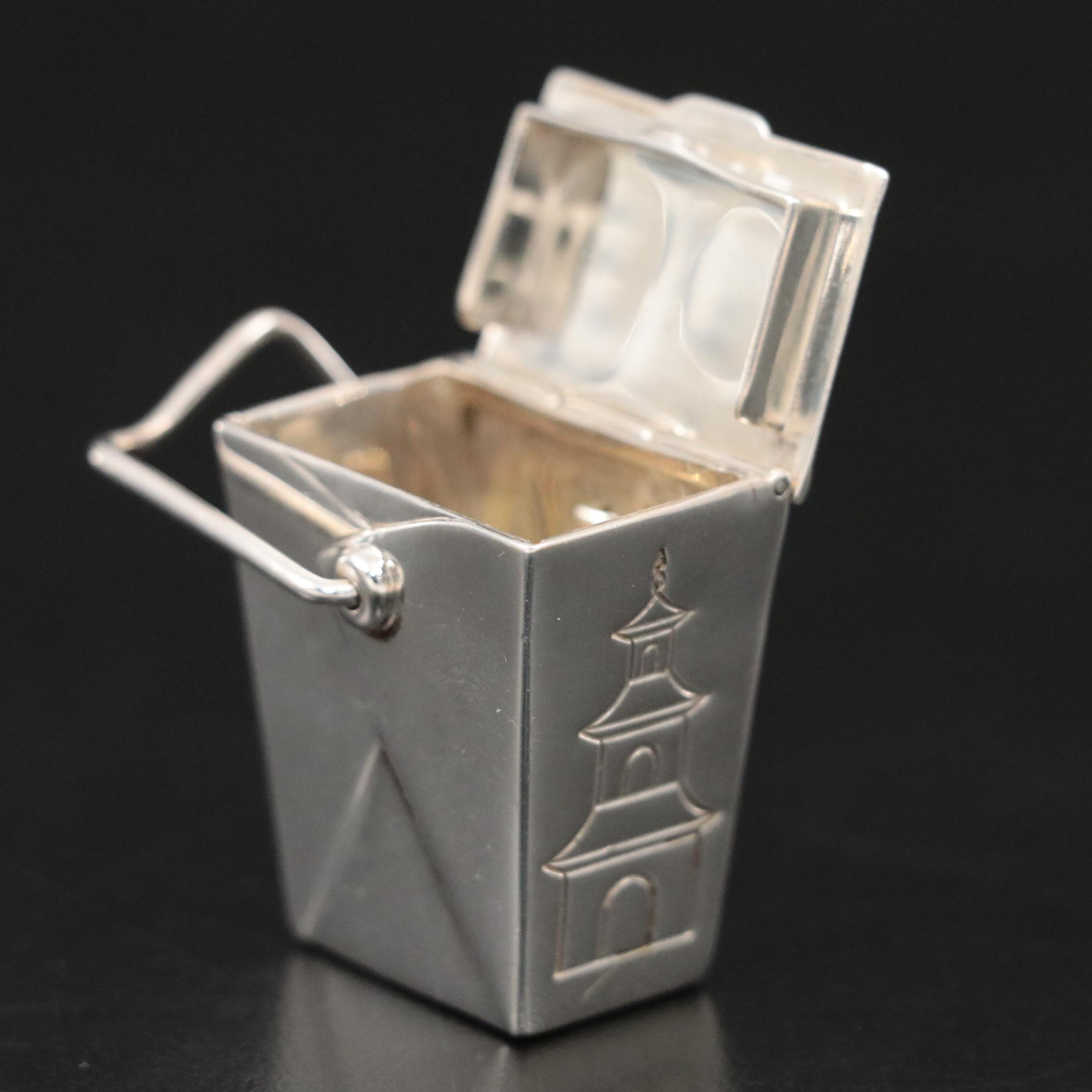 Tiffany & Co. Chinese Oyster-Pail-Shaped Sterling Silver Pillbox