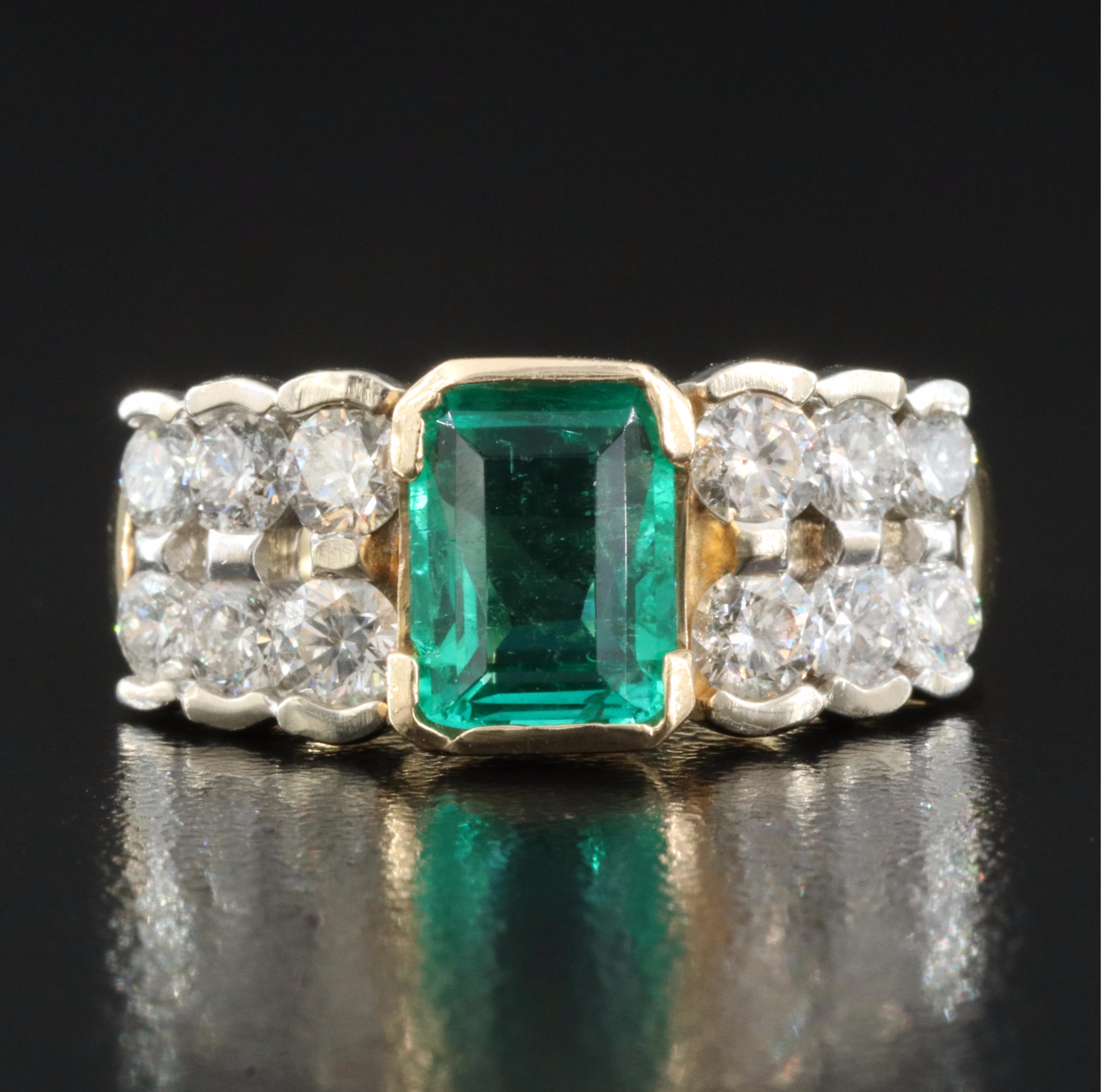 14K 1.83 CT Emerald and 1.50 CTW Diamond Ring with GIA Report