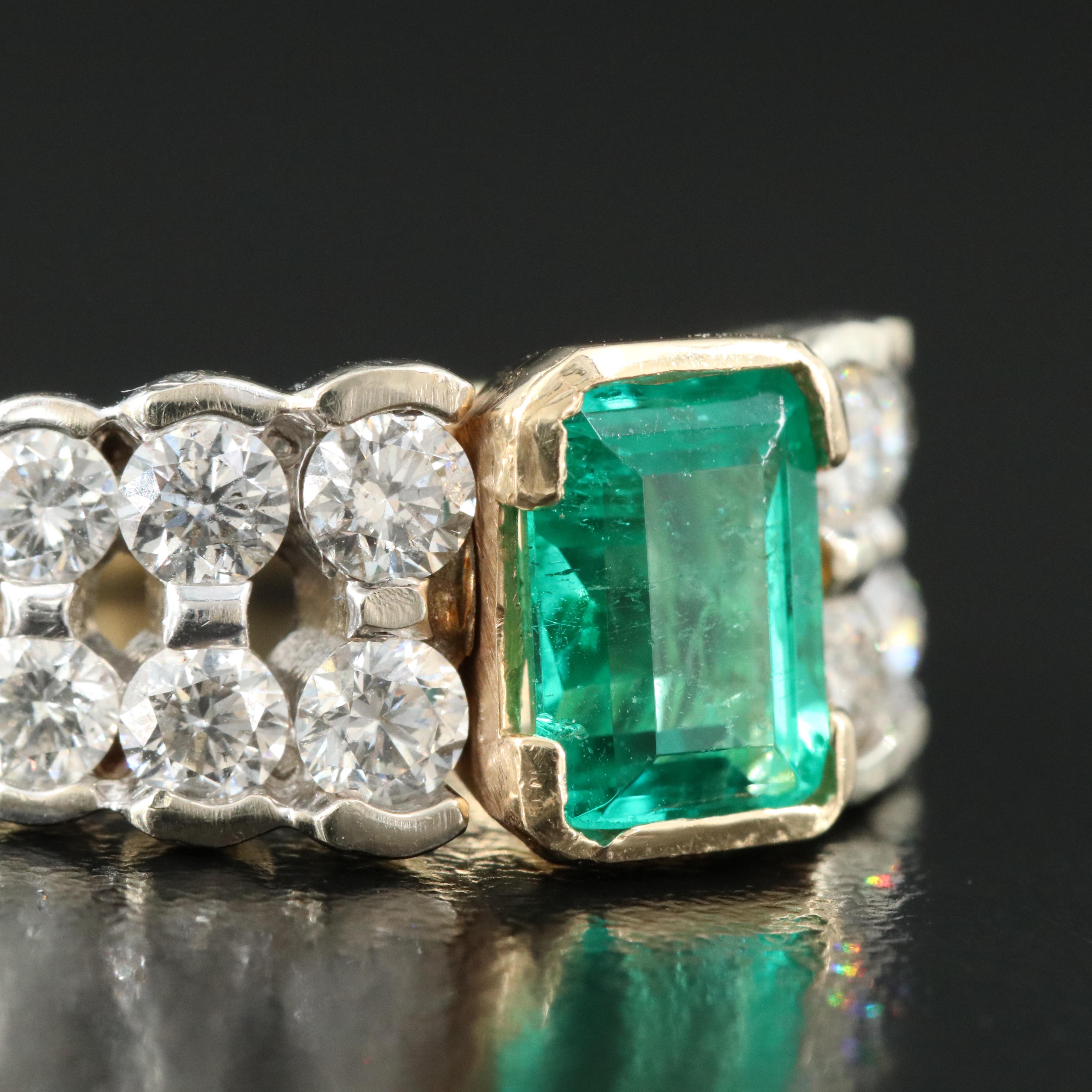 14K 1.83 CT Emerald and 1.50 CTW Diamond Ring with GIA Report