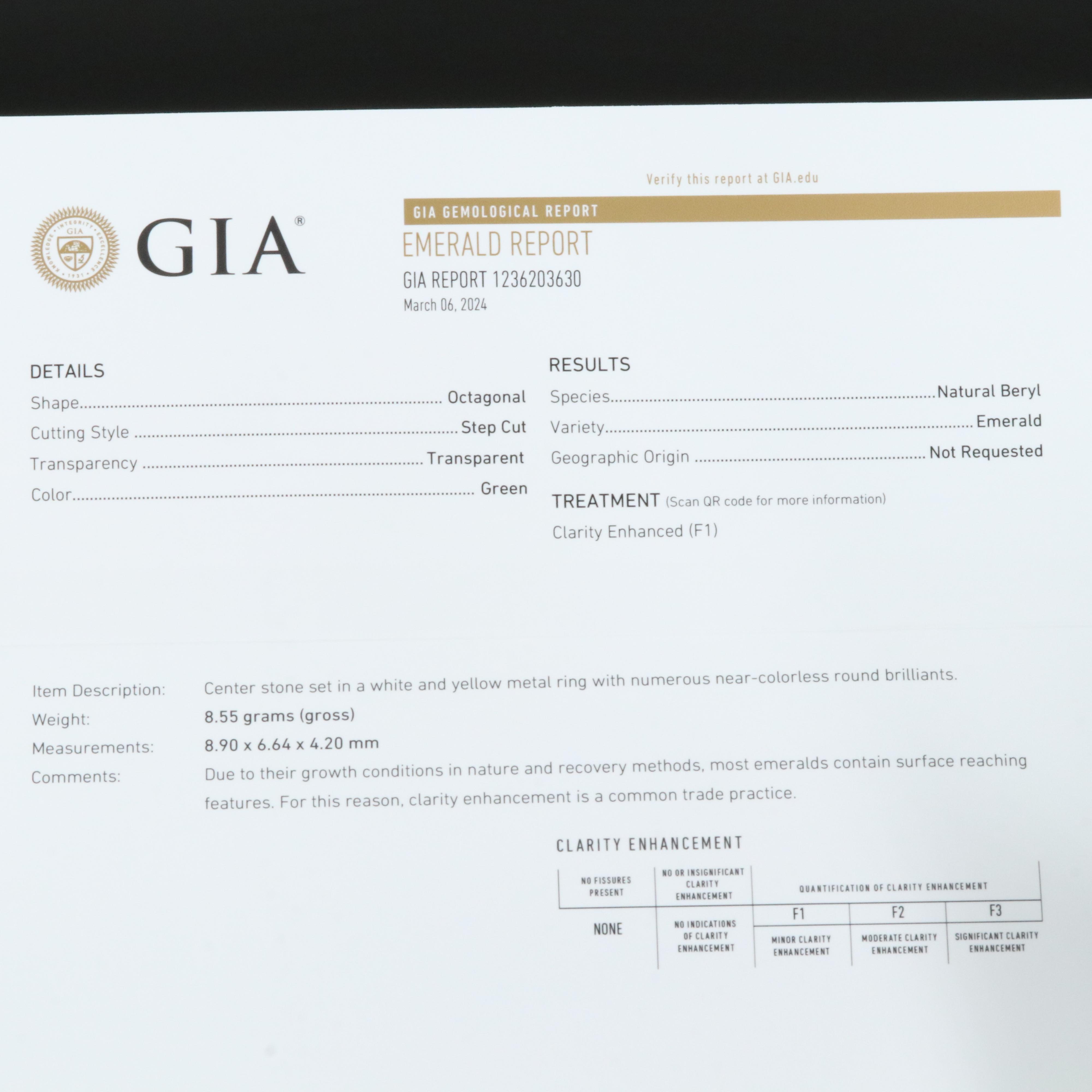 14K 1.83 CT Emerald and 1.50 CTW Diamond Ring with GIA Report