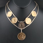 Sterling Necklace with Greek and Yugoslavian Coins