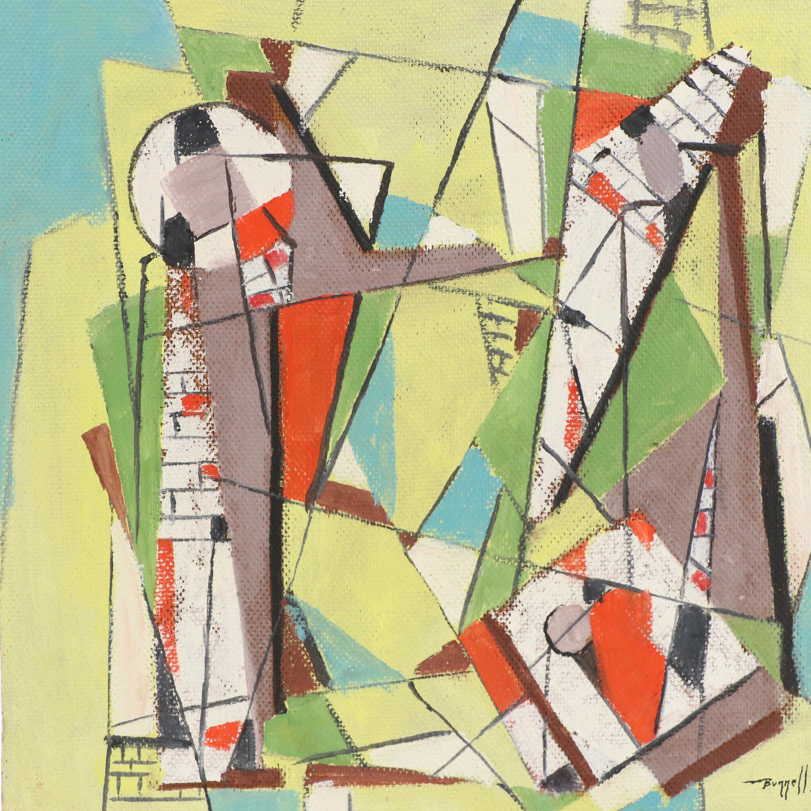 Charles Ragland Bunnell Modern Abstract Oil Painting, 1955