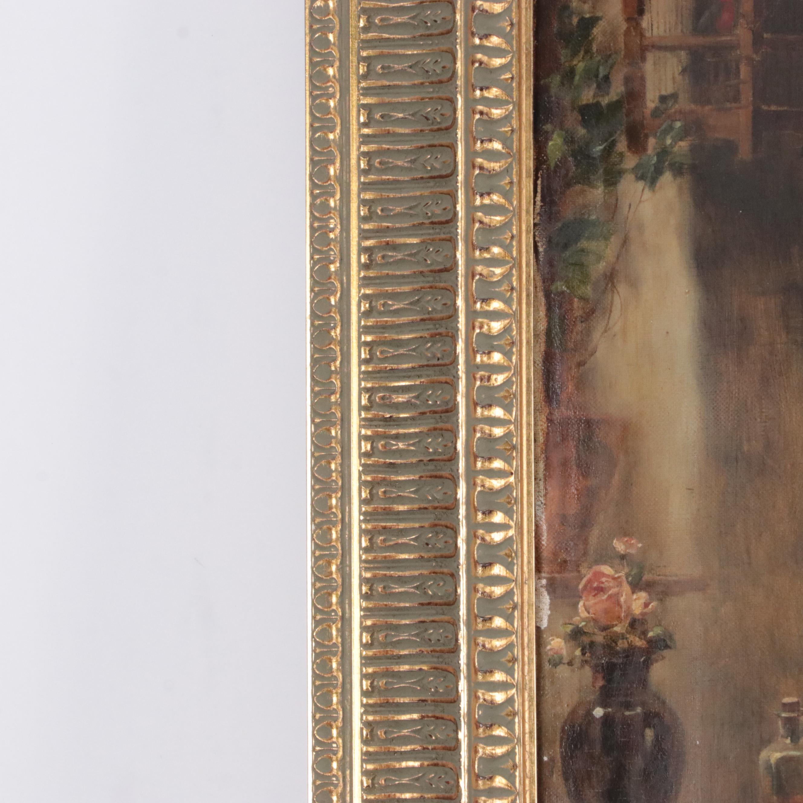 Large-Scale Victorian Genre Oil Painting of Ailing Soldier, Late 19th Century