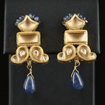 Kundan Sapphire and Glass Earrings