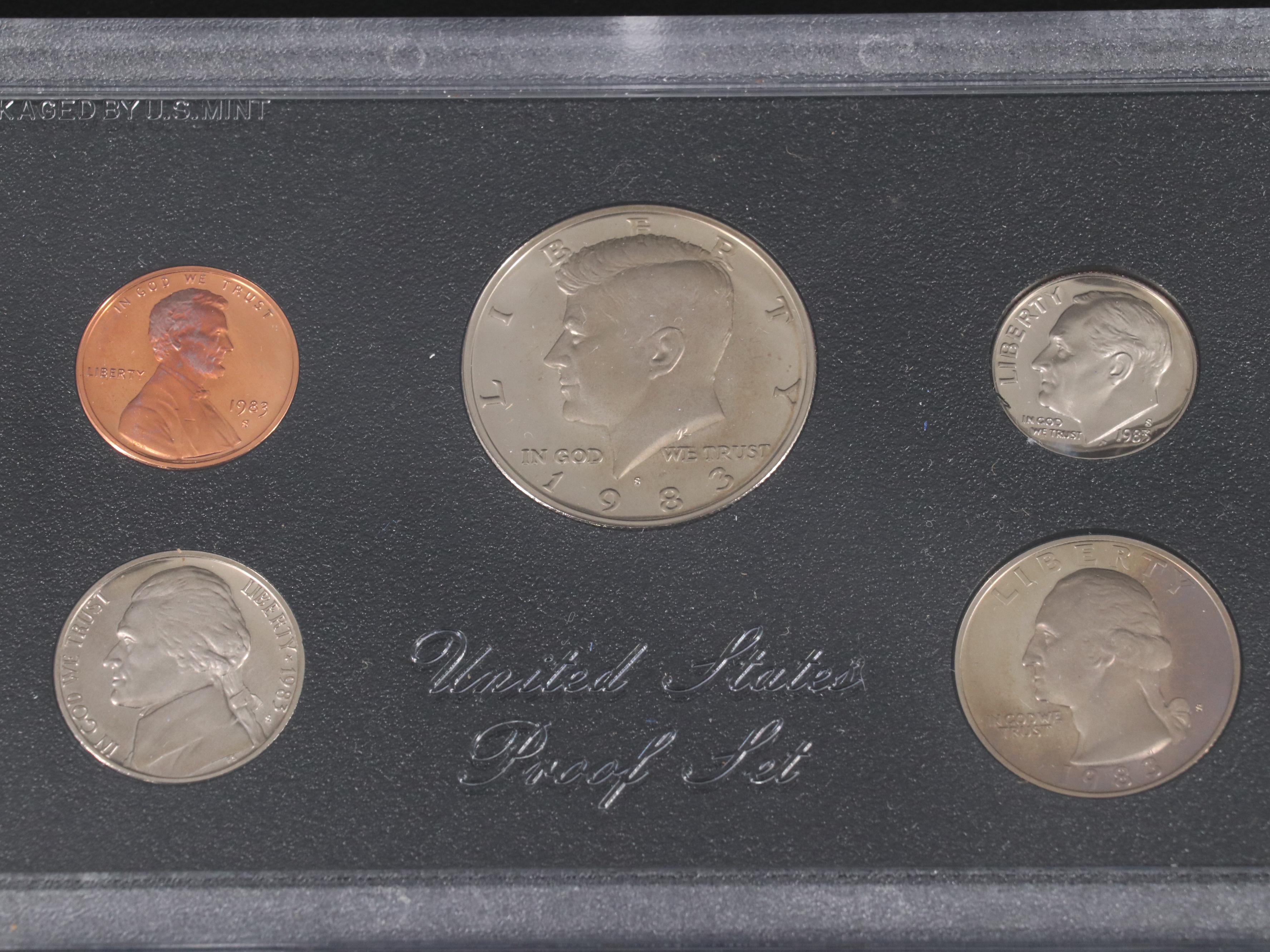 Collection of Eighty-Two U.S. Proof Sets, Mint Sets, and Eisenhower Dollars