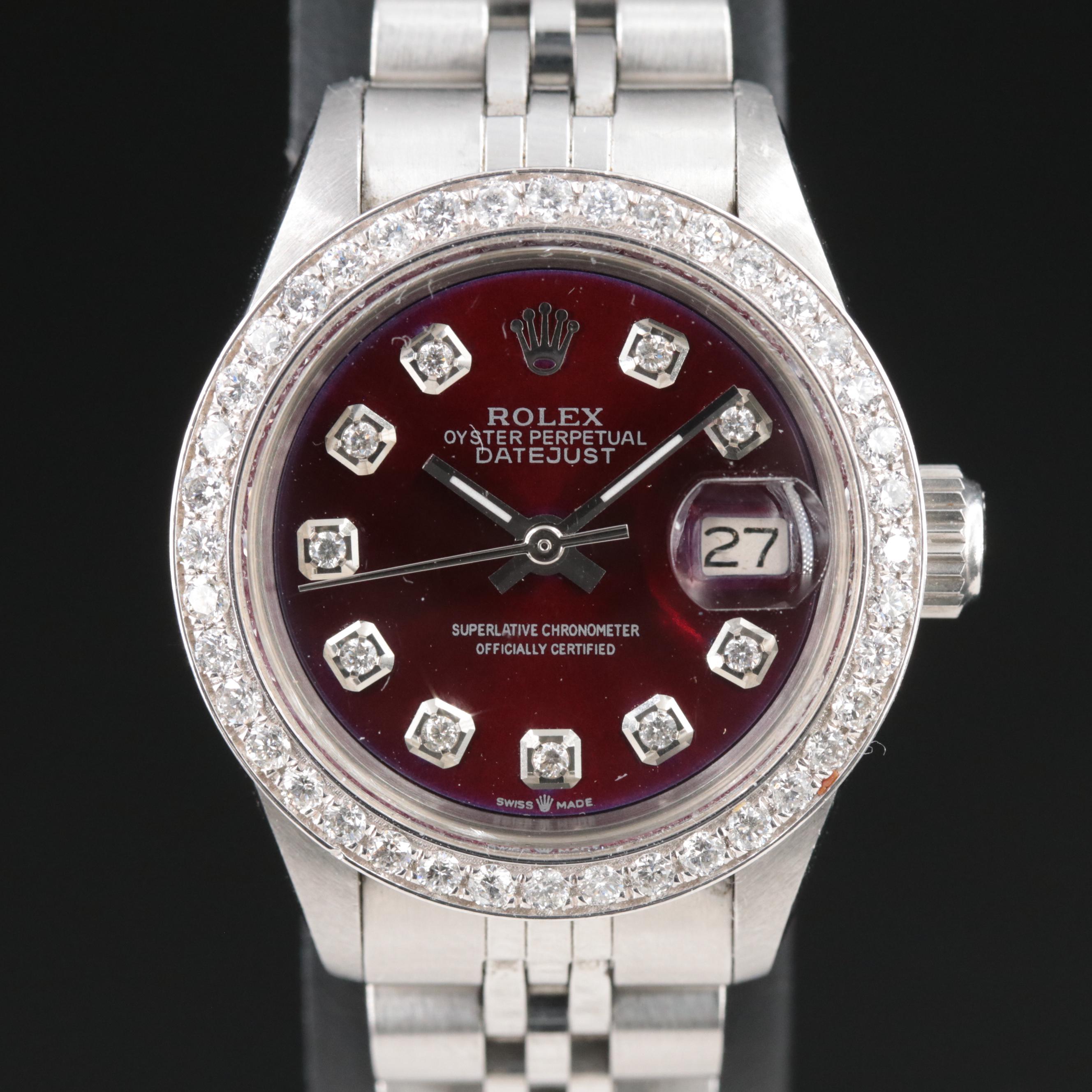 1971 Rolex Custom Diamond Dial and Bezel Datejust Watch