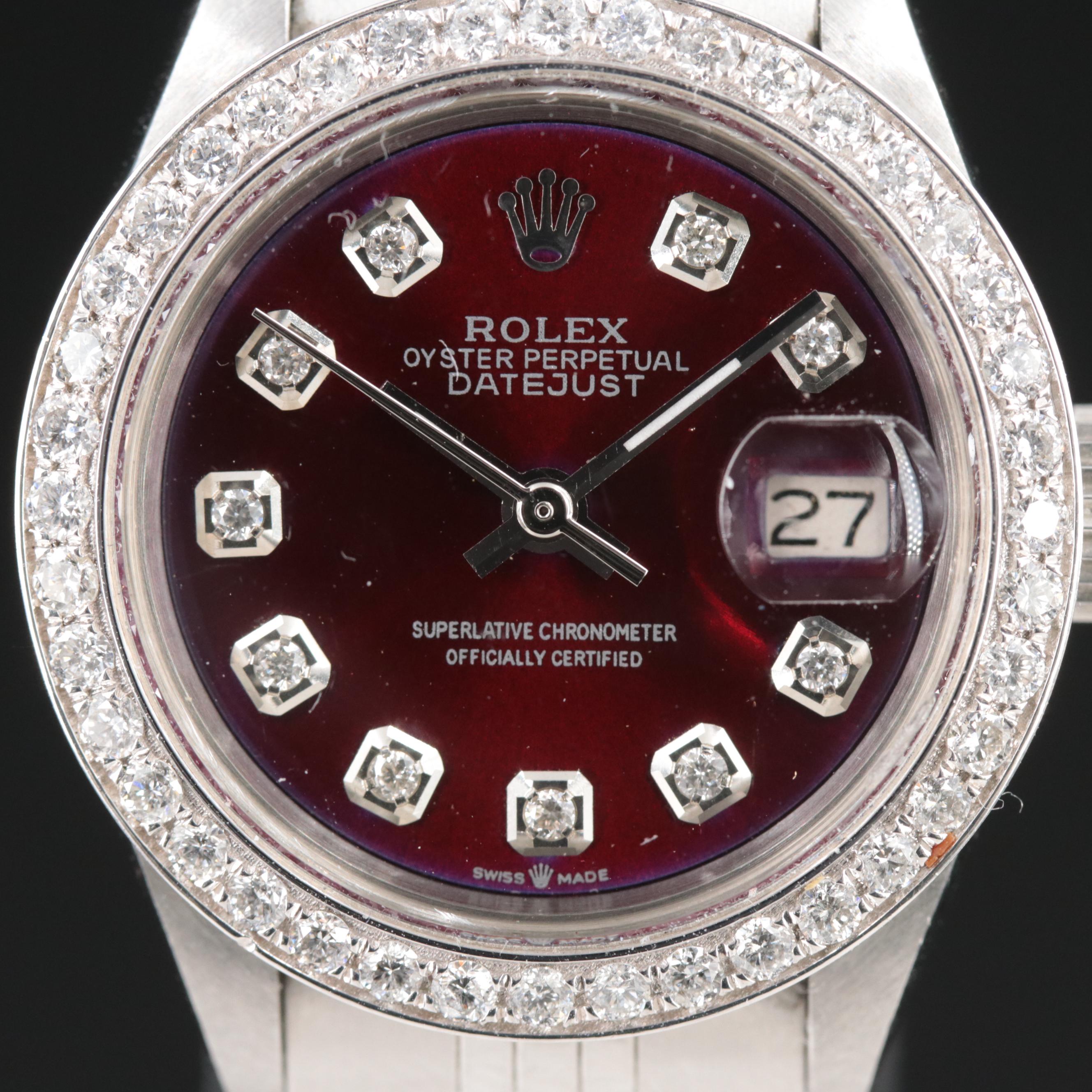 1971 Rolex Custom Diamond Dial and Bezel Datejust Watch