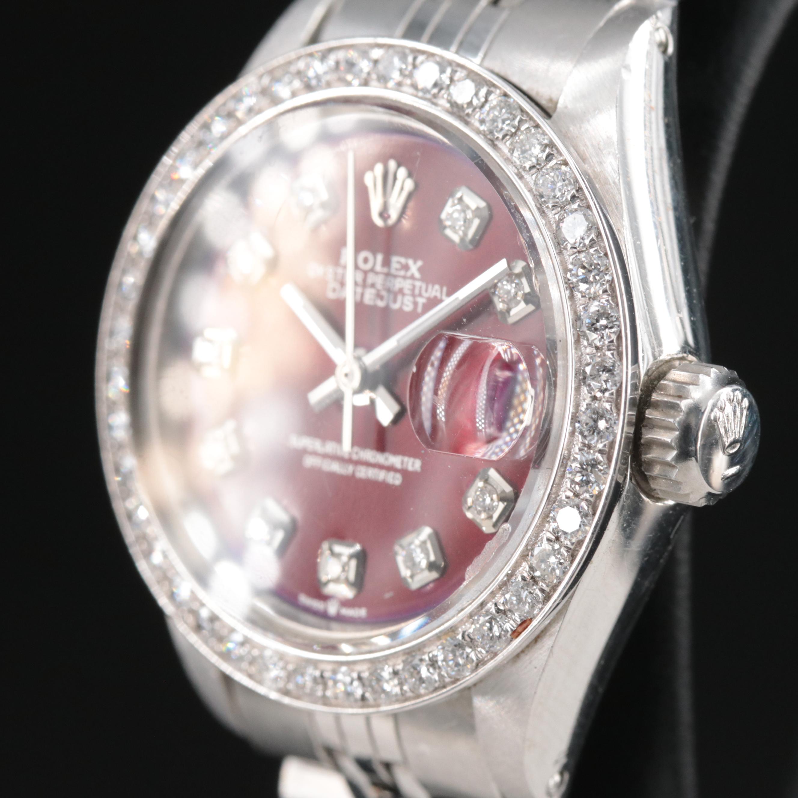 1971 Rolex Custom Diamond Dial and Bezel Datejust Watch