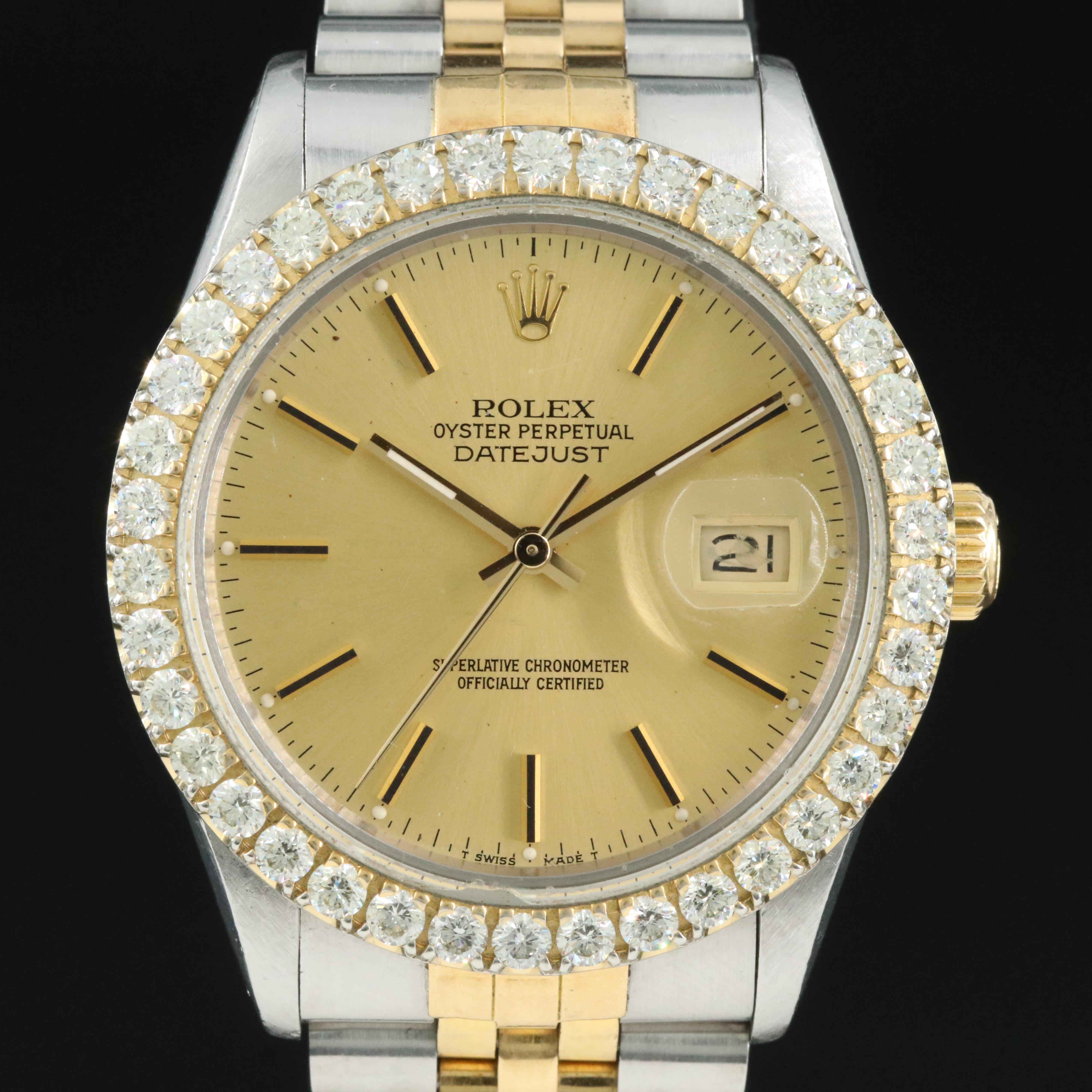 1987 Rolex Oyster Perpetual Datejust 2.60 CTW Diamond Two-Tone Watch