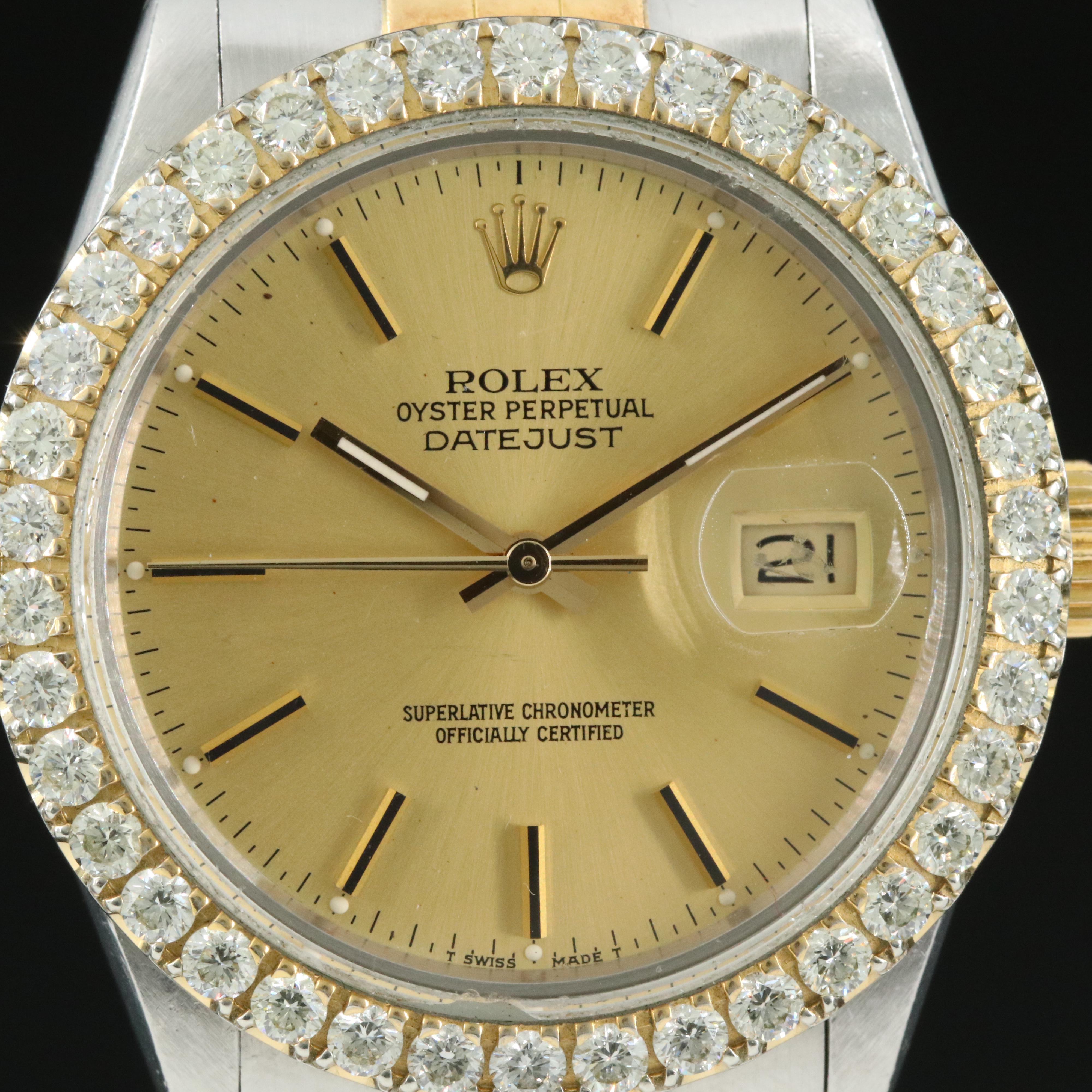 1987 Rolex Oyster Perpetual Datejust 2.60 CTW Diamond Two-Tone Watch
