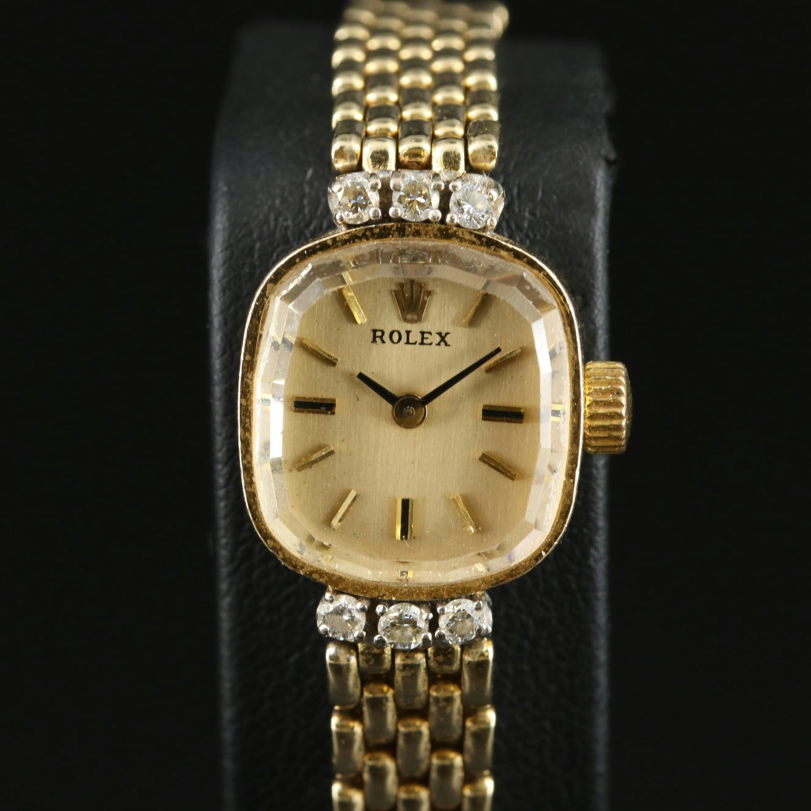 1960s Rolex 14K Diamond Watch