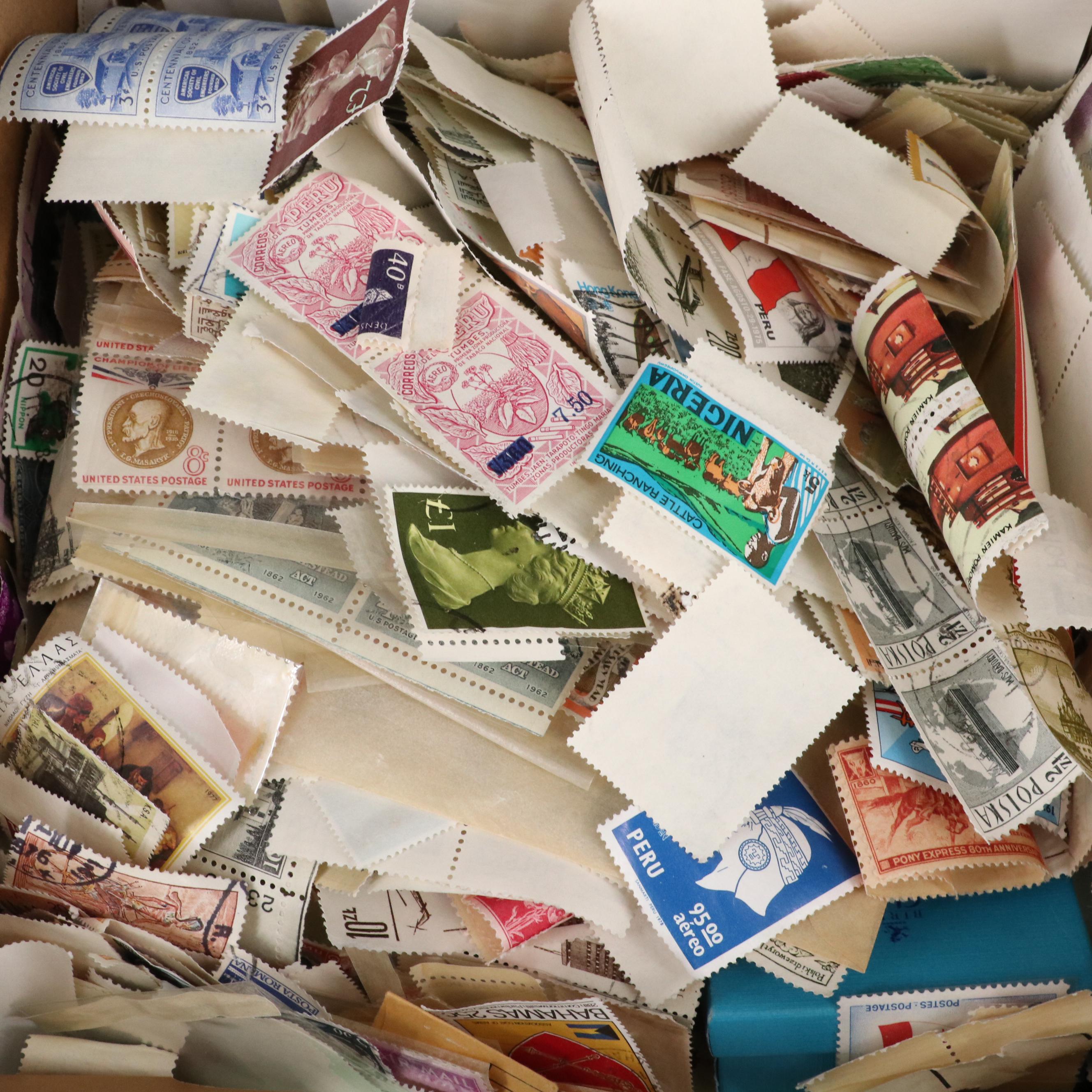 Large Assortment of U.S. and Foreign Postage Stamps