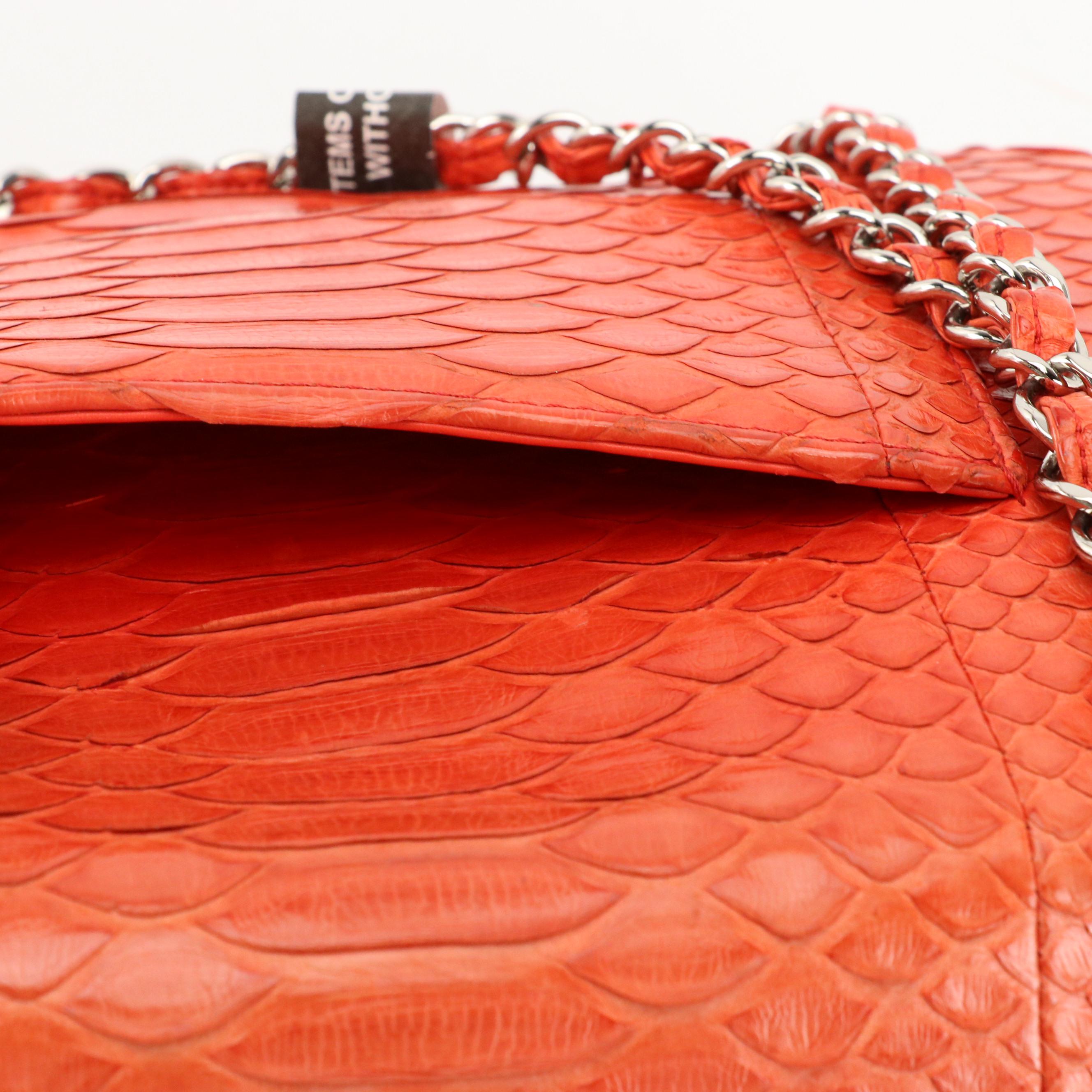 Chanel CC Classic Double Flap Medium Python Bag