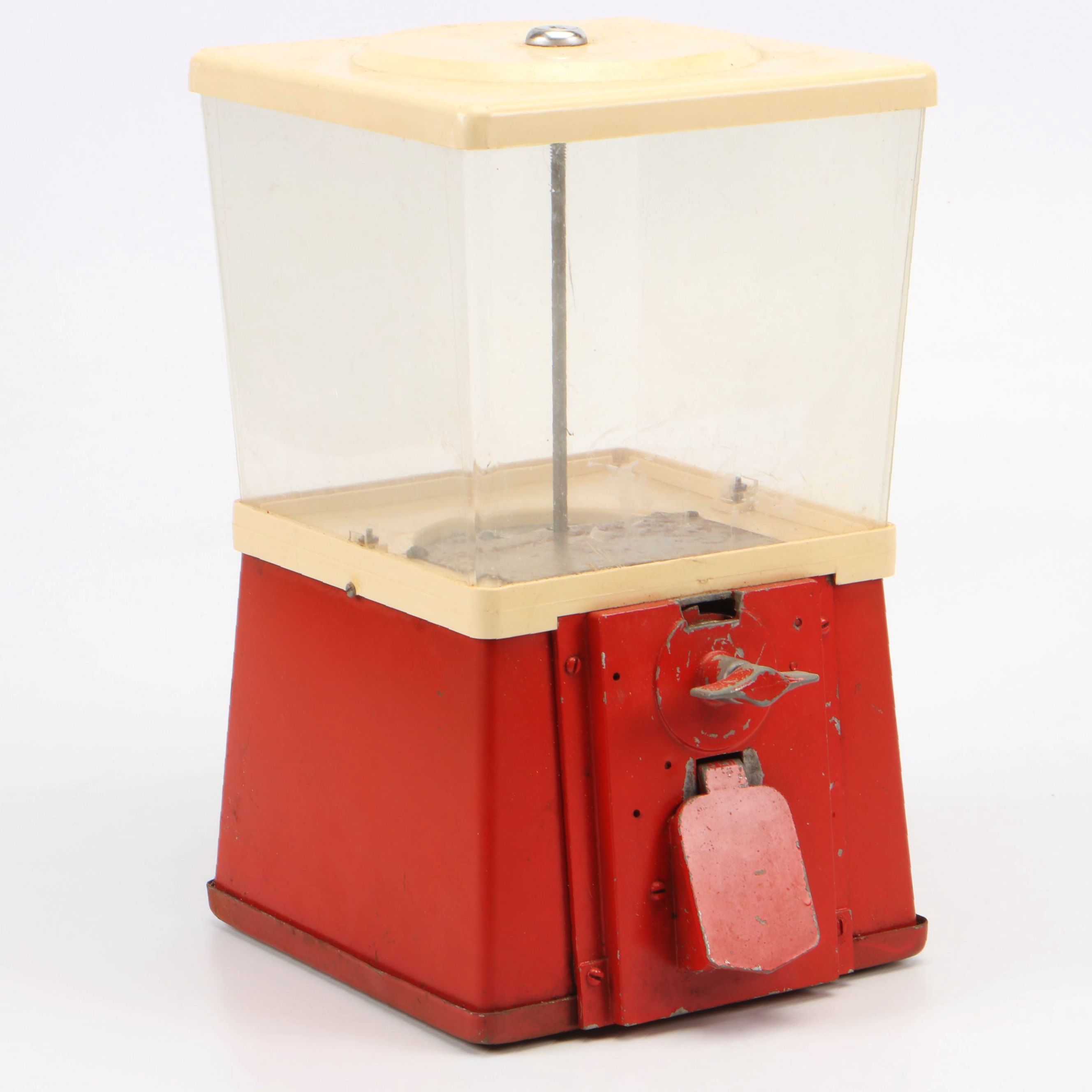 Coin Operated Painted Cast Iron Candy Gumball Dispenser